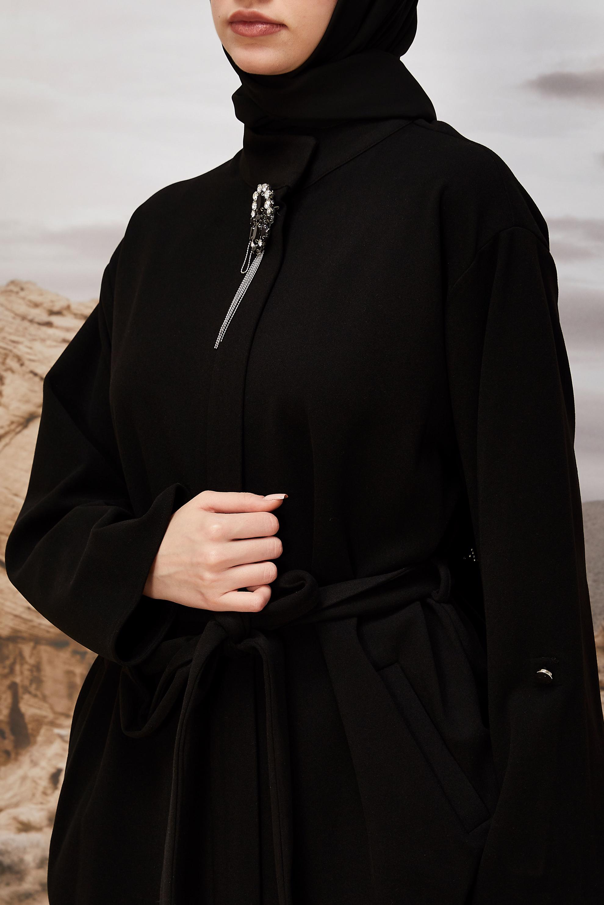 Hijab clothing BLACK BELTED JACKET 46067