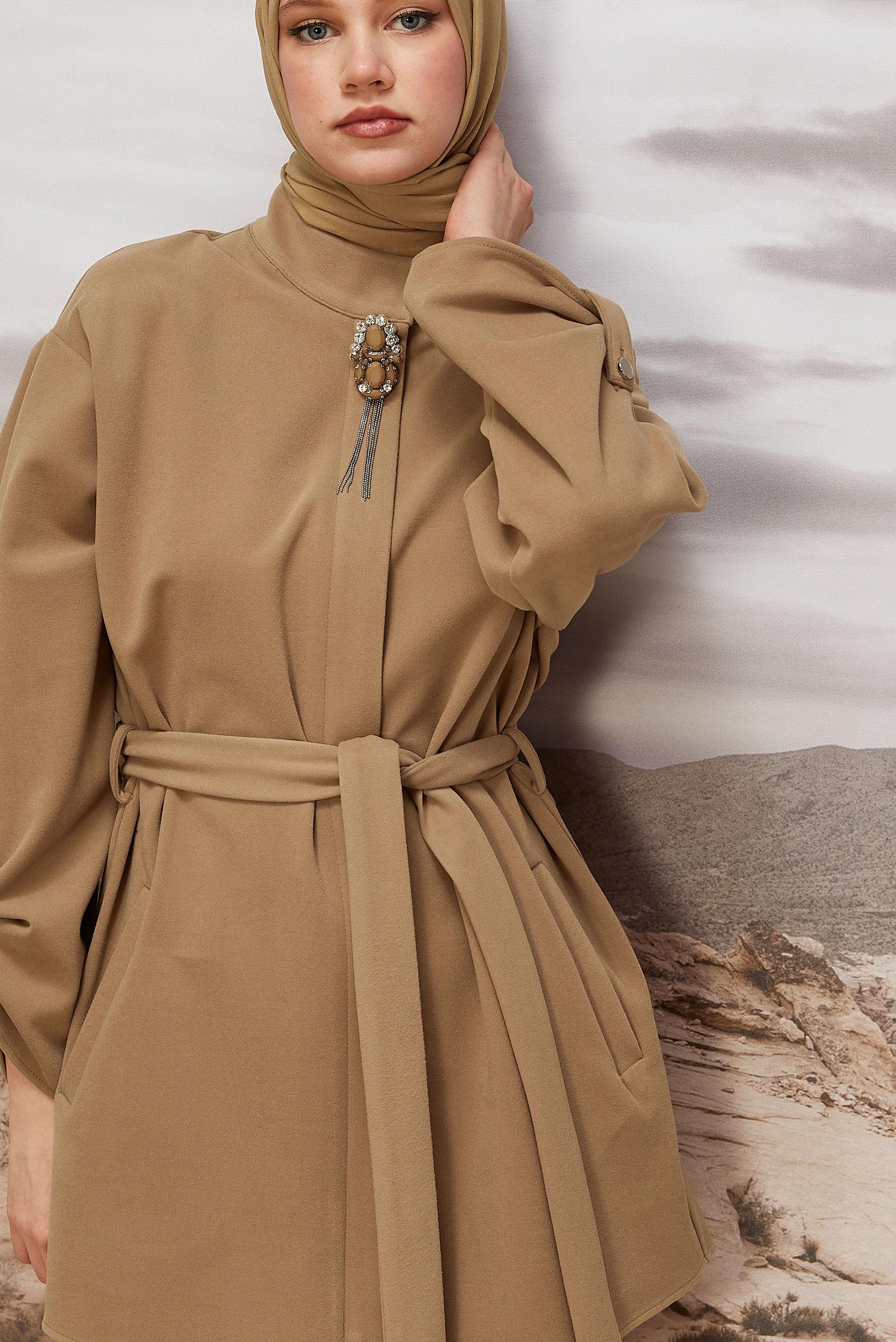 Hijab clothing BROWN BELTED JACKET 46067