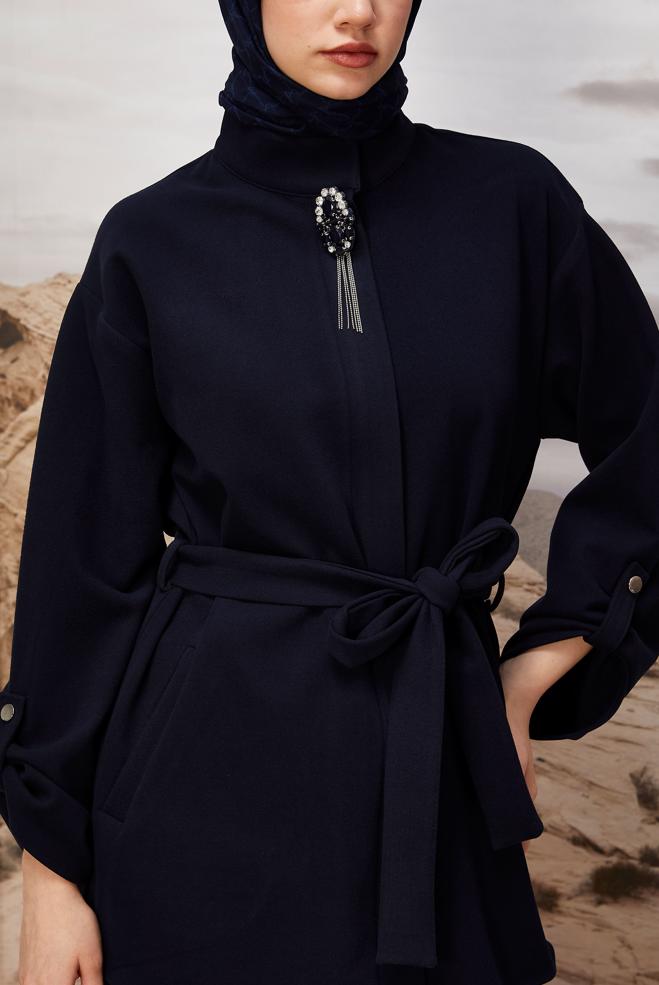 Tesettür giyim LACİVERT KUŞAKLI GİY ÇIK 46067 - ALVİNA