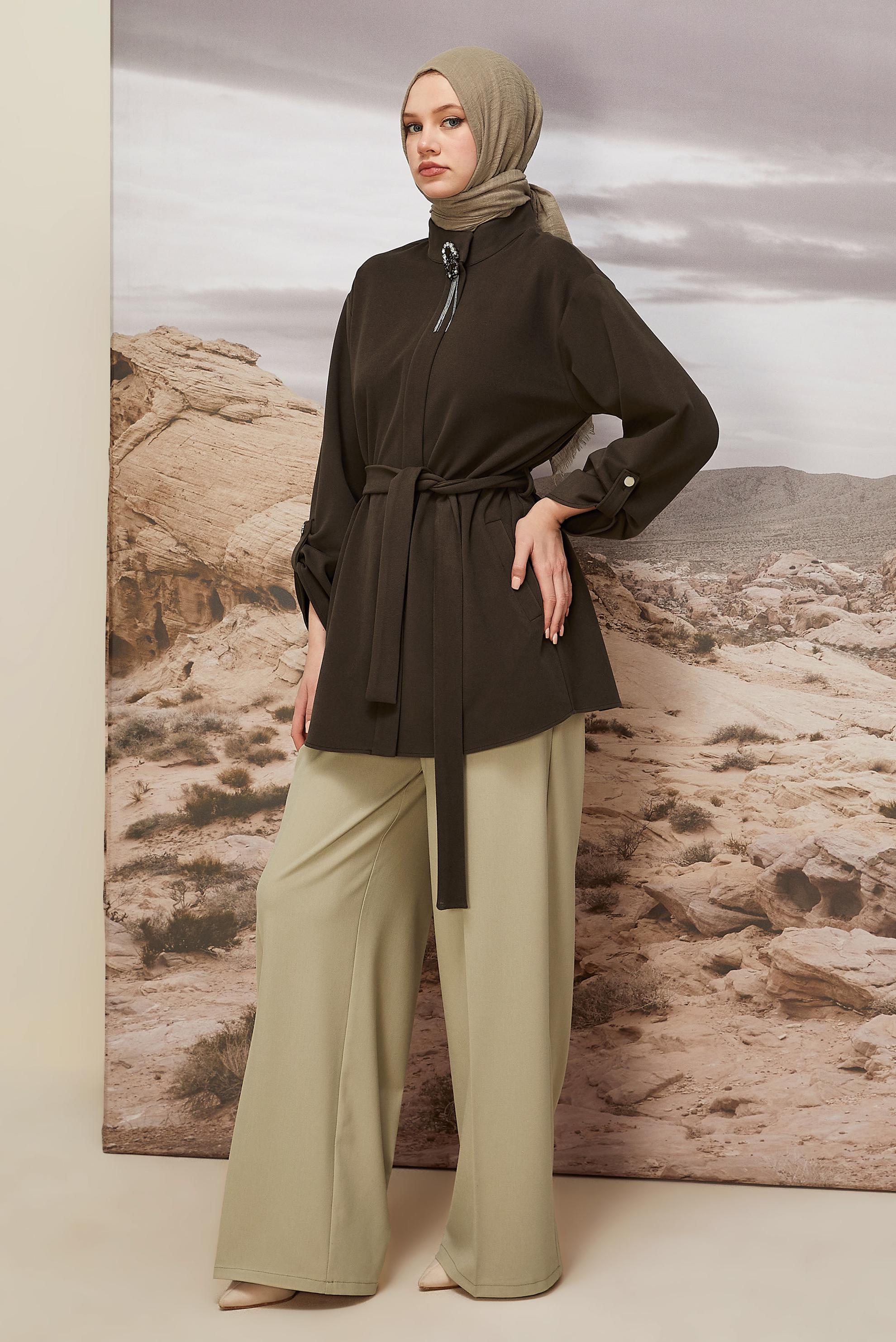 Hijab clothing MINK BELTED JACKET 46067