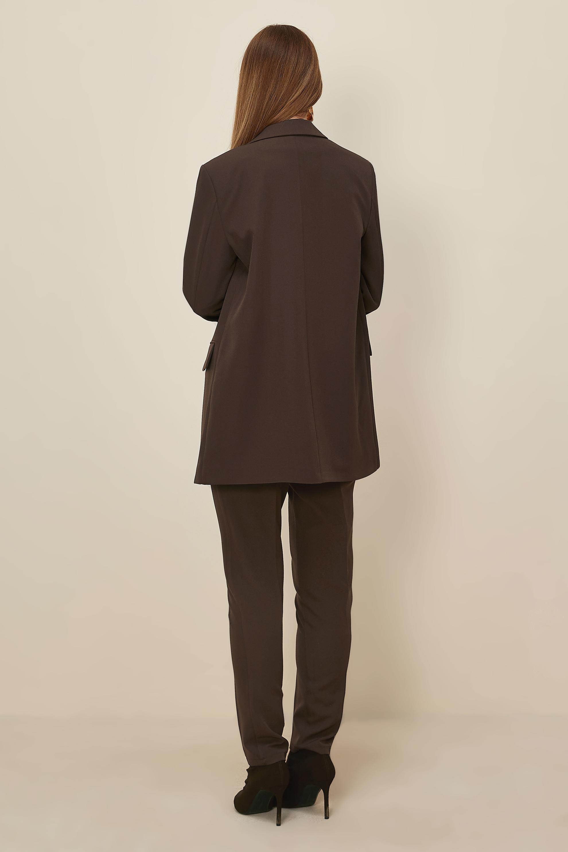 Tesettür giyim KAHVE ASTARI DESENLİ BLAZER CEKET 46191