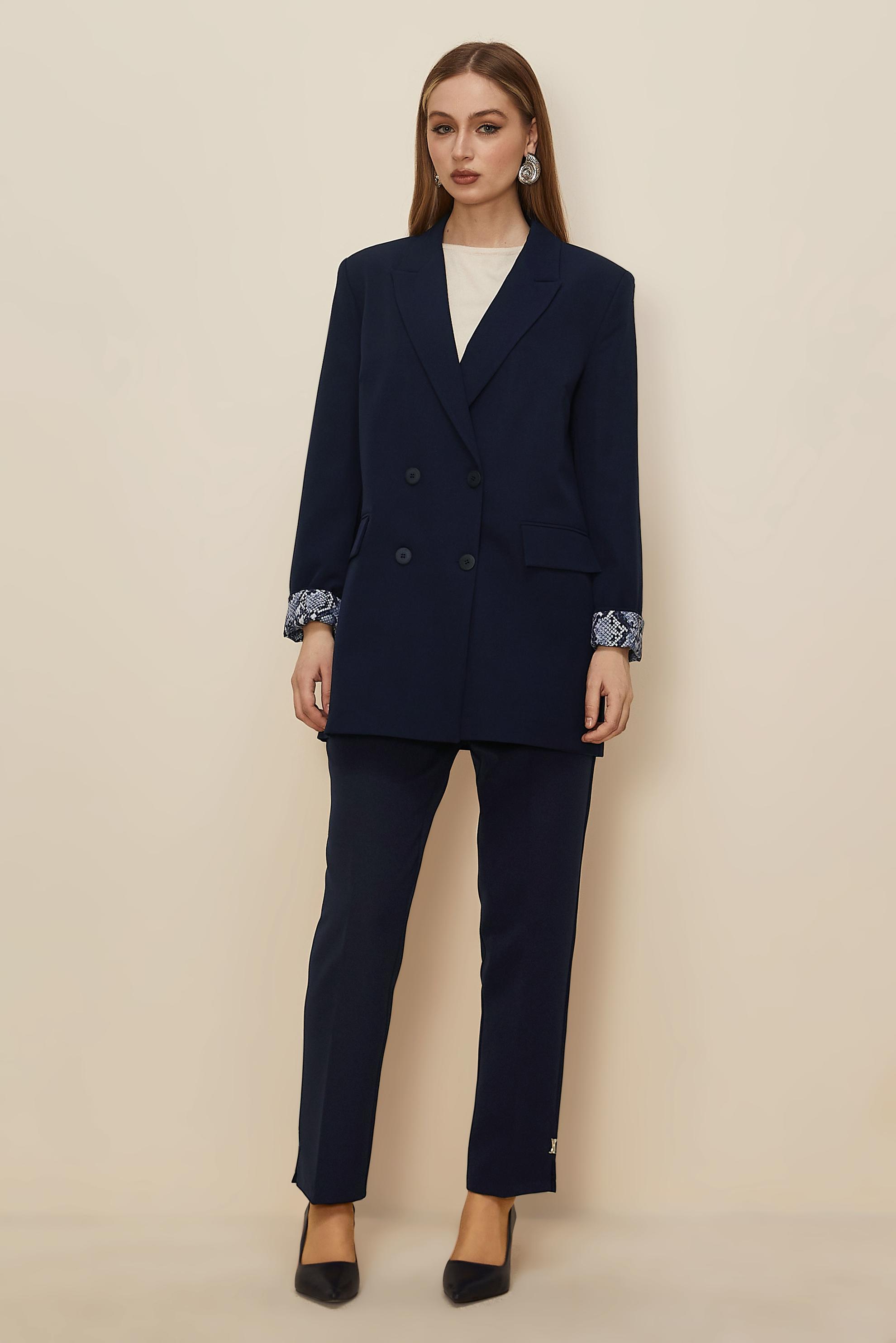 Tesettür giyim LACİVERT ASTARI DESENLİ BLAZER CEKET 46191