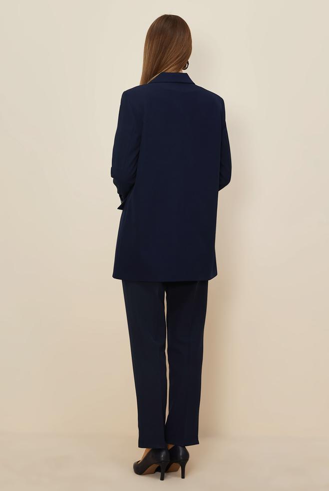 Tesettür giyim LACİVERT ASTARI DESENLİ BLAZER CEKET 46191 - ALVİNA