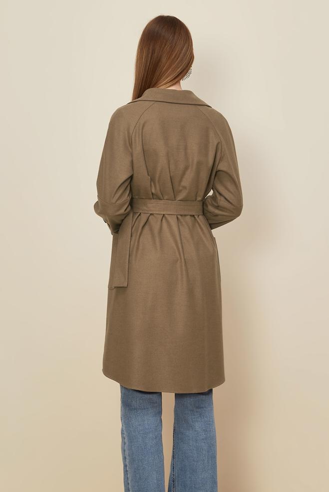 Tesettür giyim KAHVE KEMERLİ CEKET 46216 - ALVİNA