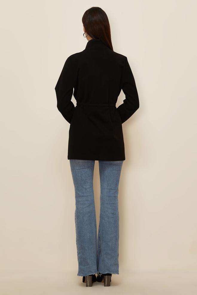 Tesettür giyim SİYAH BELİ BÜZGÜLÜ CEKET 46261 - ALVİNA