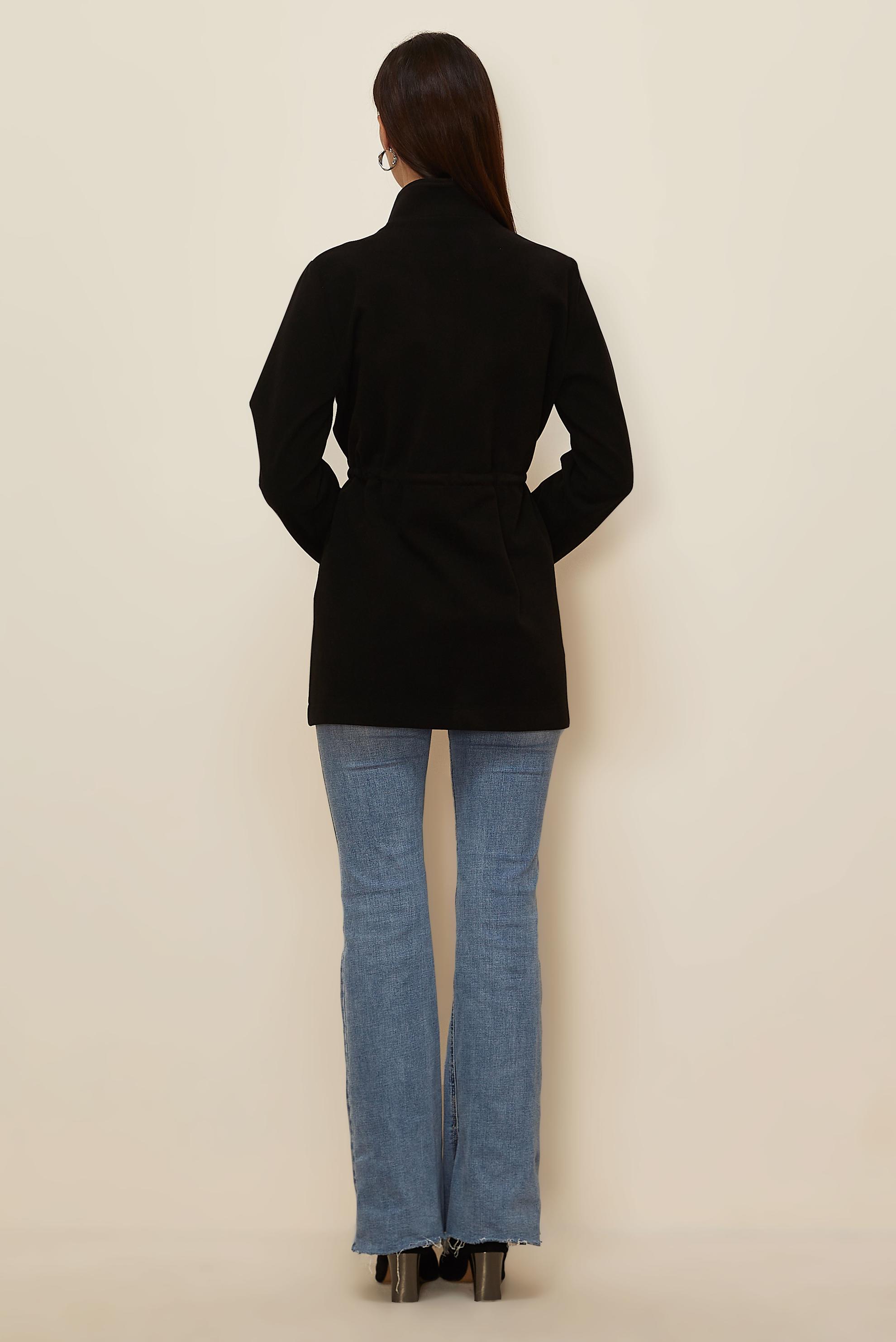 Tesettür giyim SİYAH BELİ BÜZGÜLÜ CEKET 46261