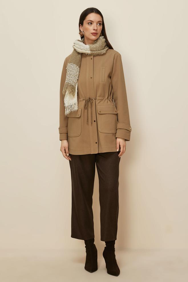 Tesettür giyim KAHVE BELİ BÜZGÜLÜ CEKET 46261 - ALVİNA