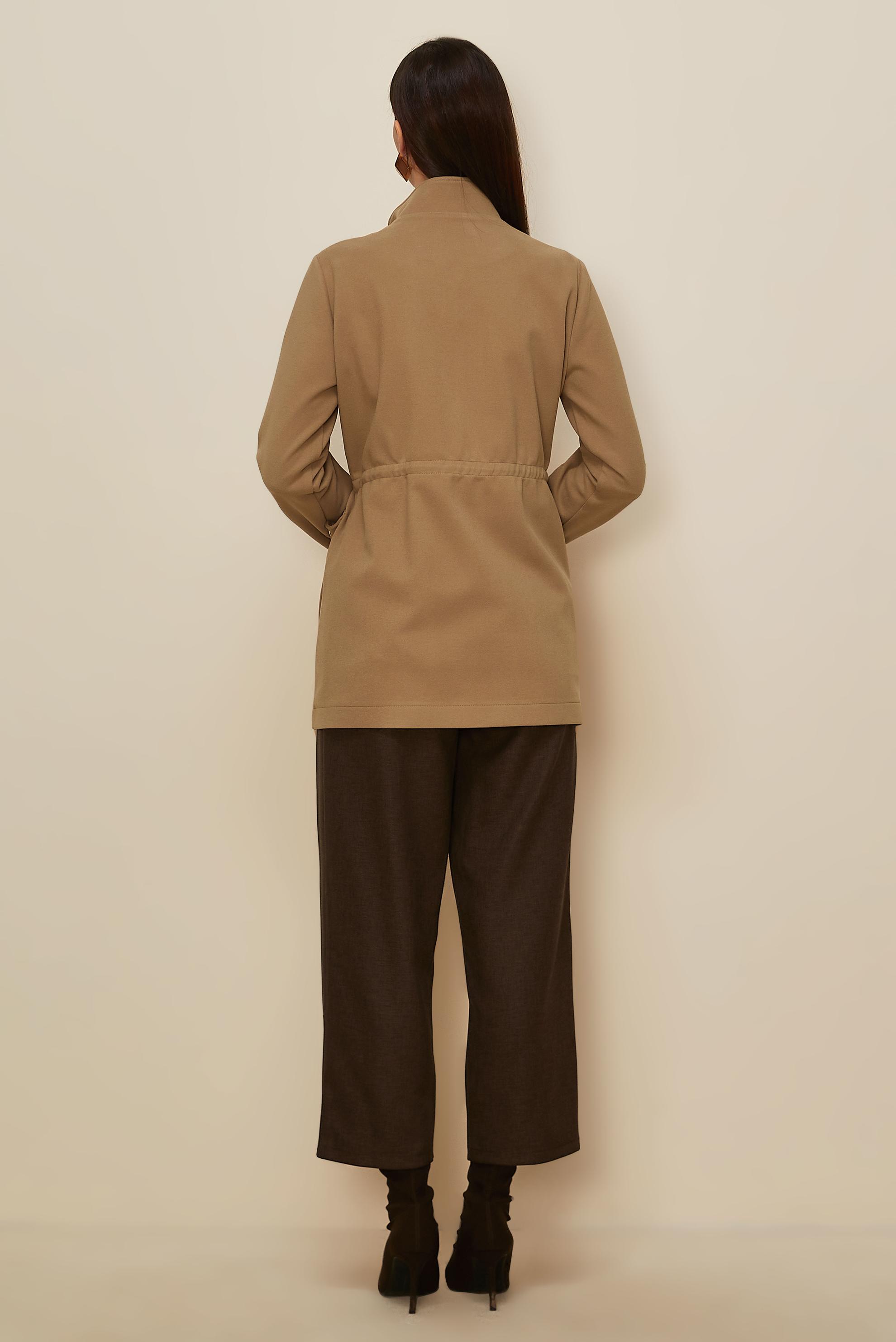 Tesettür giyim KAHVE BELİ BÜZGÜLÜ CEKET 46261