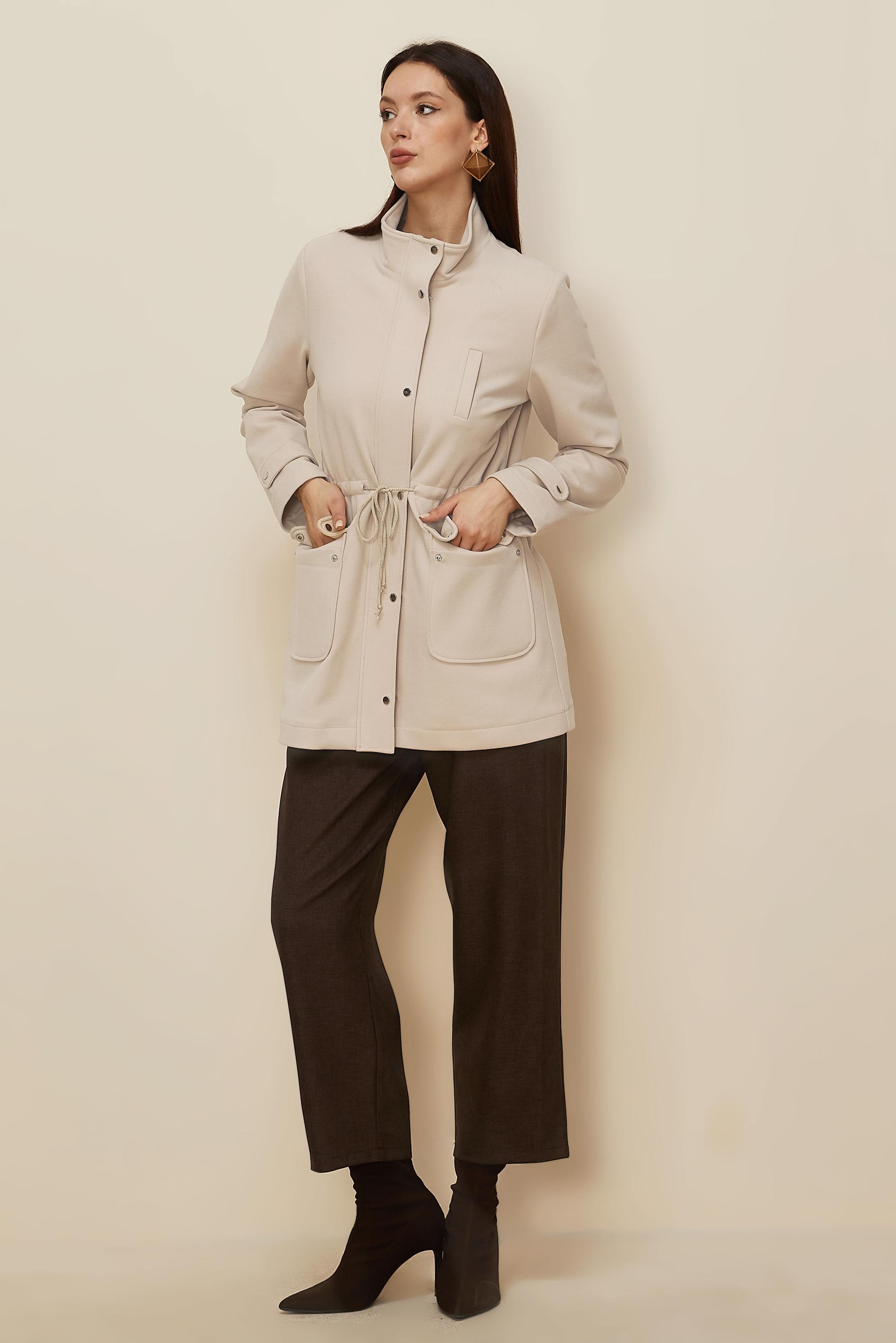 Tesettür giyim BEJ BELİ BÜZGÜLÜ CEKET 46261