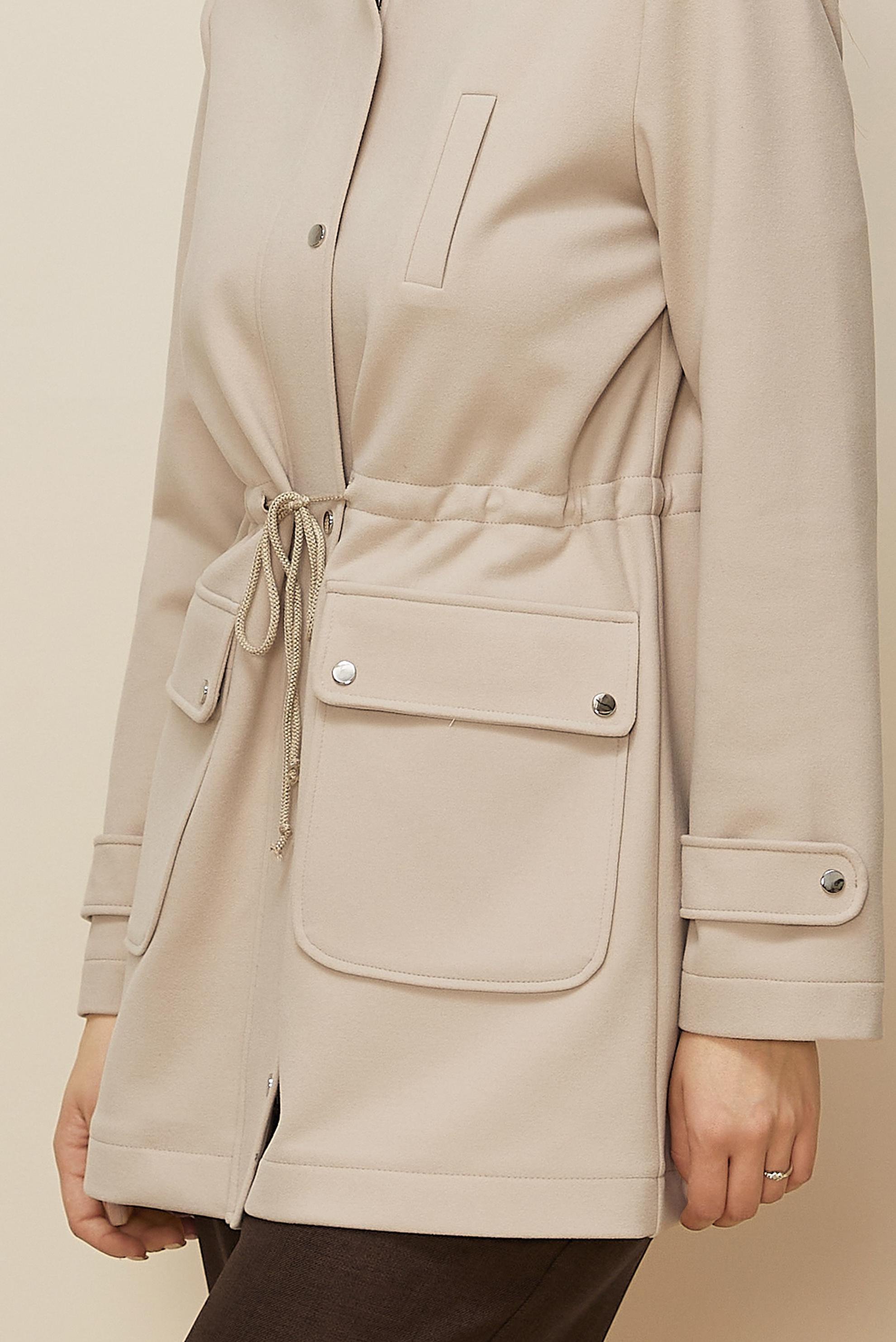 Tesettür giyim BEJ BELİ BÜZGÜLÜ CEKET 46261