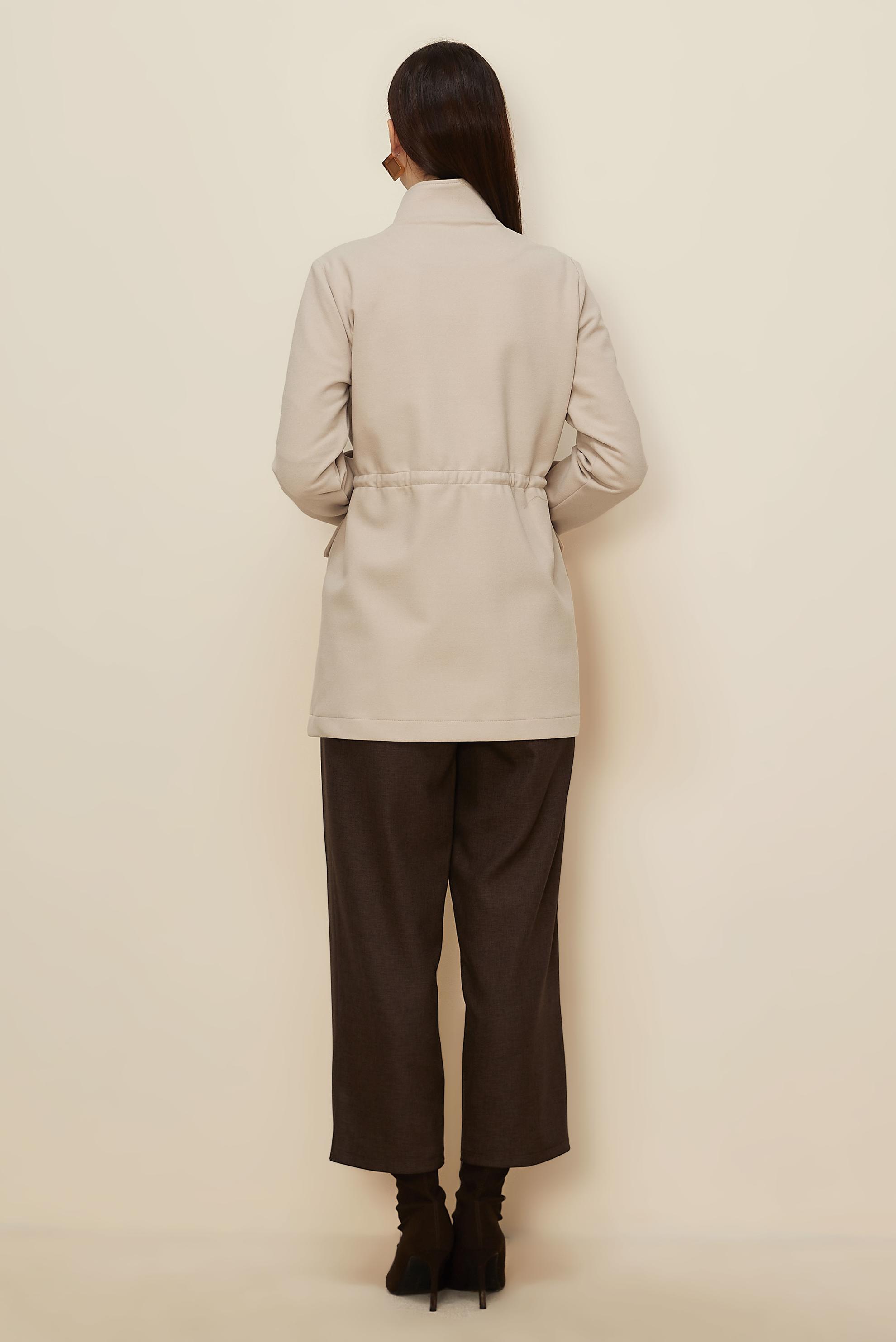 Tesettür giyim BEJ BELİ BÜZGÜLÜ CEKET 46261