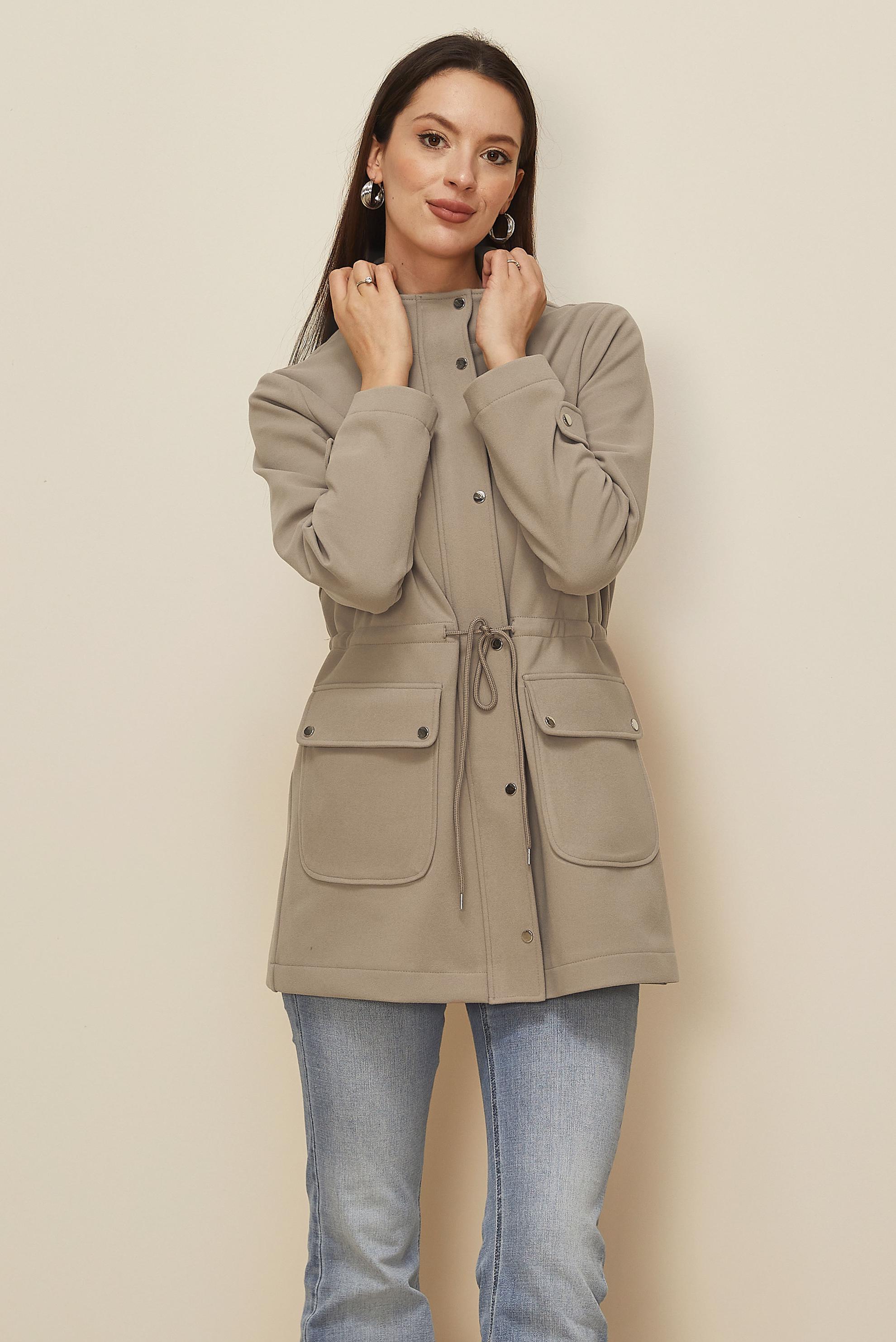 Tesettür giyim KUM BELİ BÜZGÜLÜ CEKET 46261