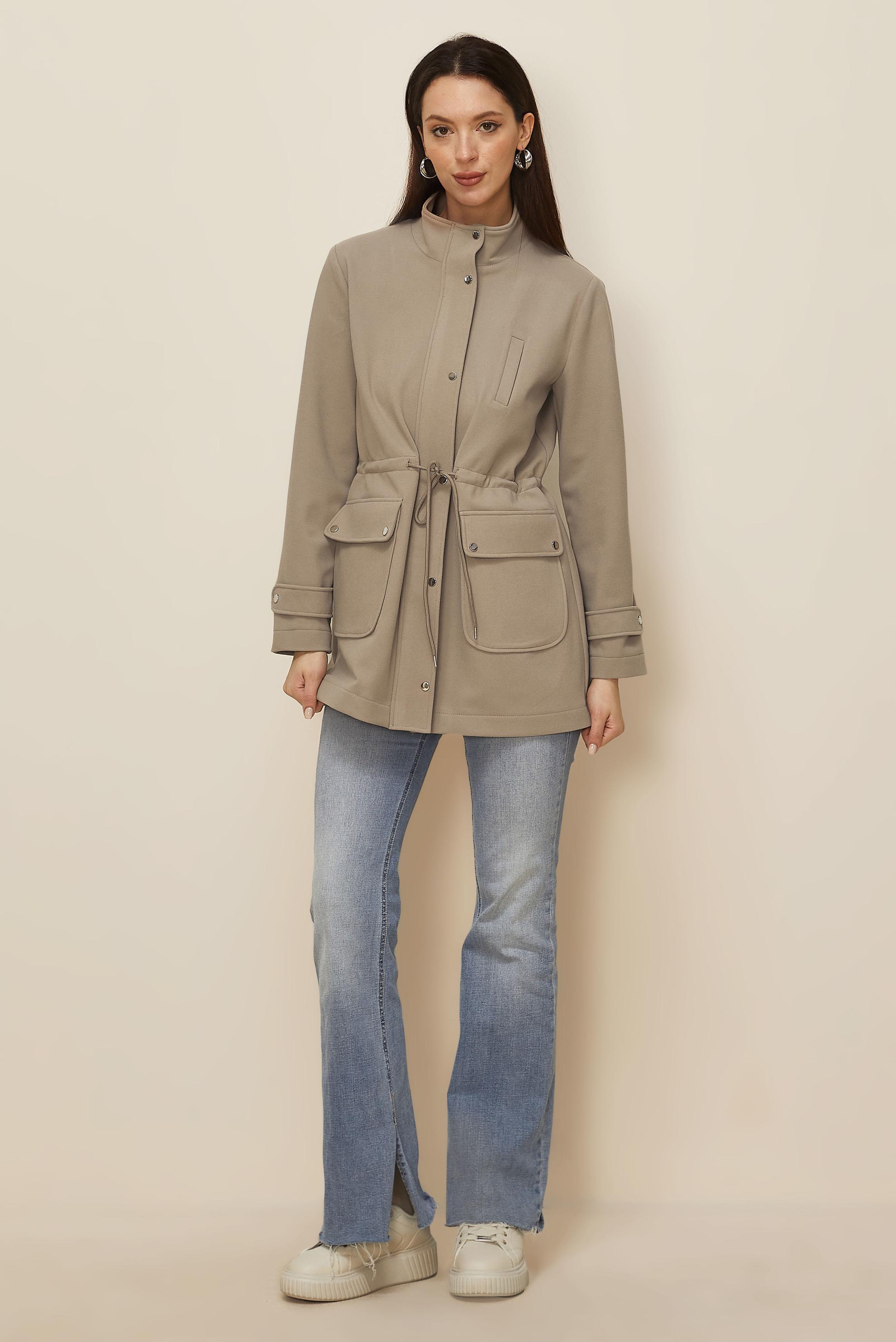 Tesettür giyim KUM BELİ BÜZGÜLÜ CEKET 46261