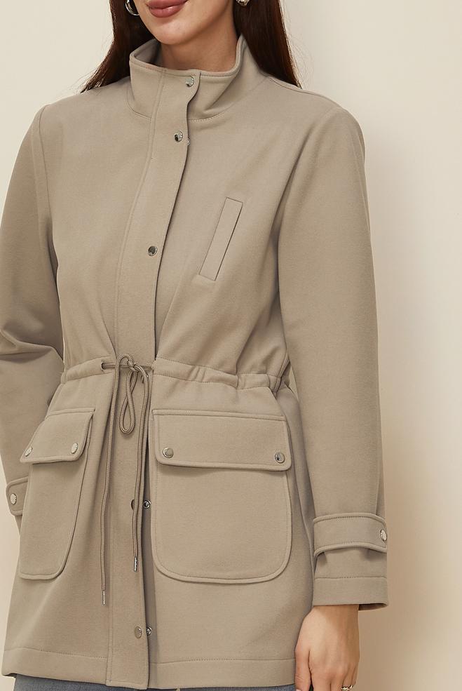 Tesettür giyim KUM BELİ BÜZGÜLÜ CEKET 46261 - ALVİNA