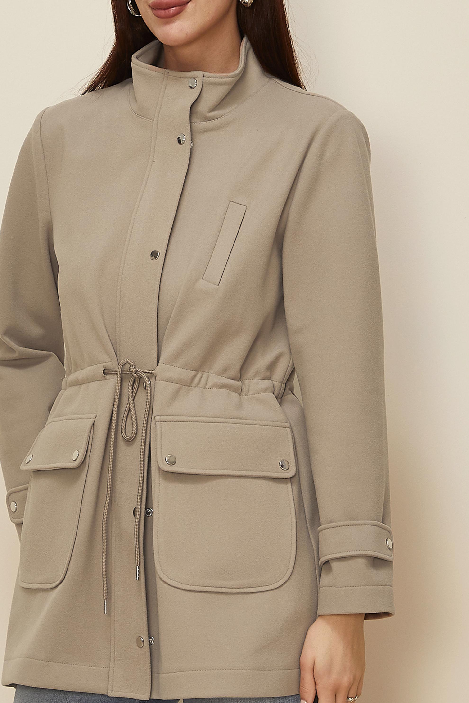 Tesettür giyim KUM BELİ BÜZGÜLÜ CEKET 46261