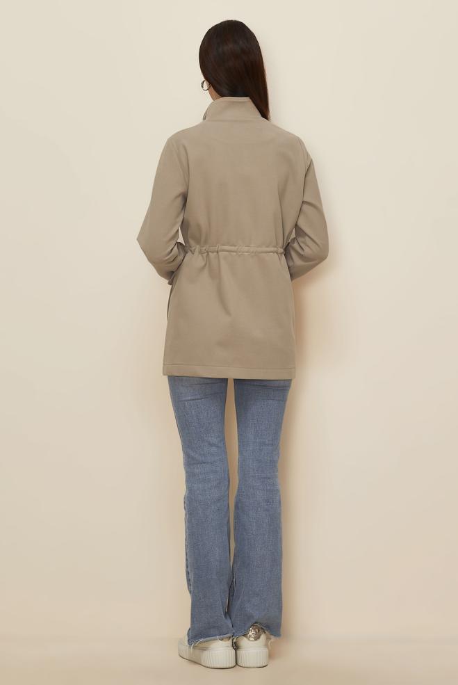 Tesettür giyim KUM BELİ BÜZGÜLÜ CEKET 46261 - ALVİNA