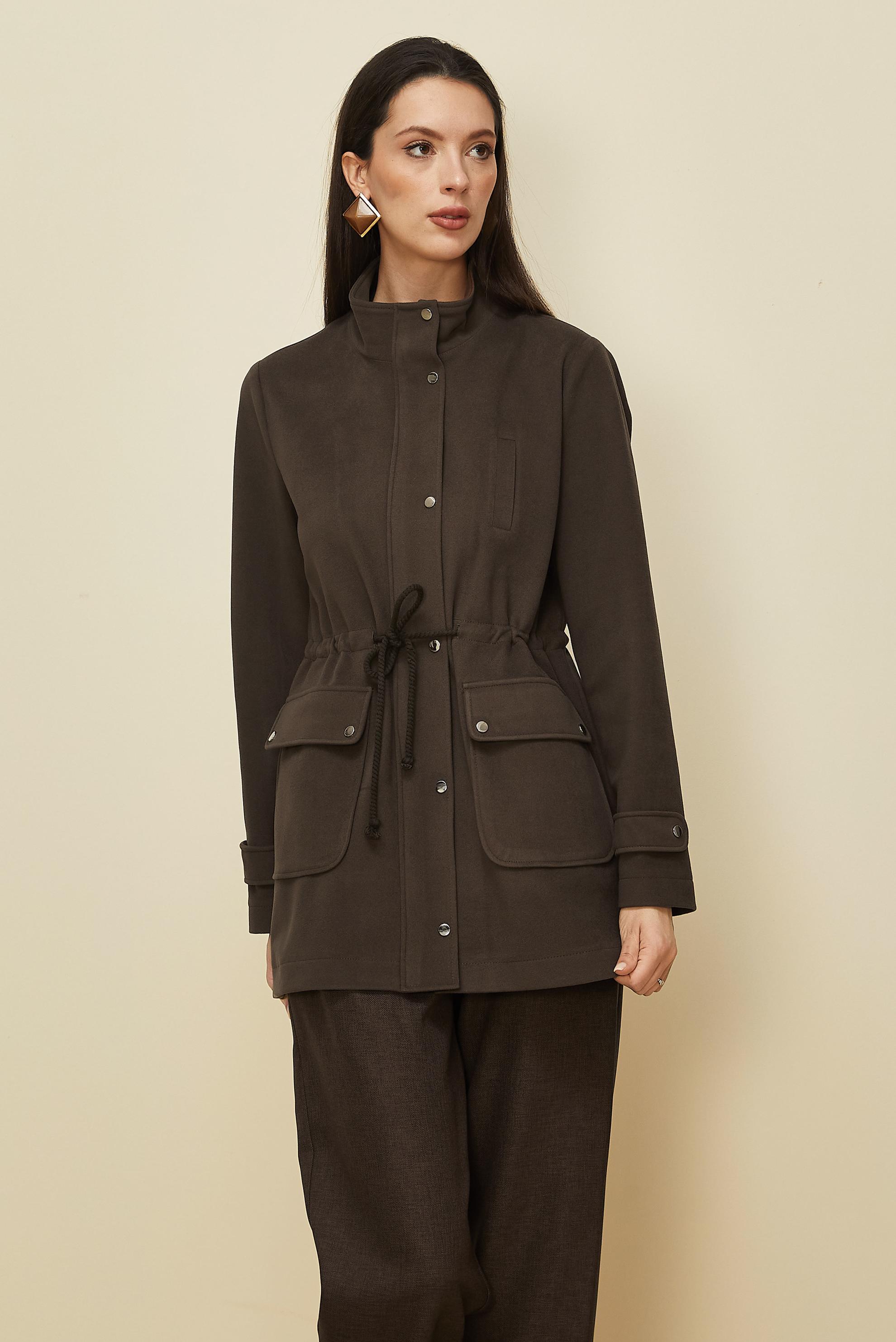 Tesettür giyim VİZON BELİ BÜZGÜLÜ CEKET 46261