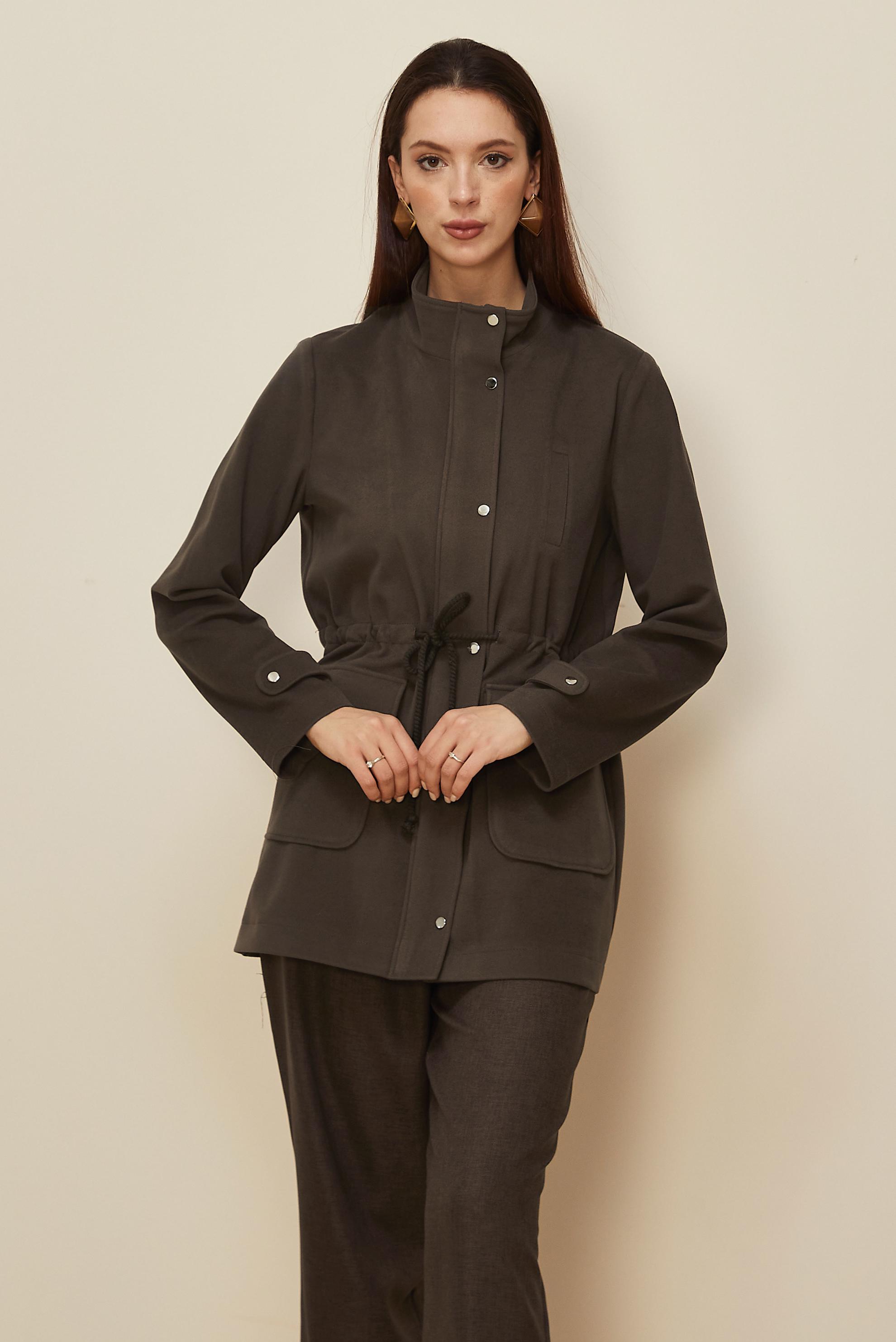 Tesettür giyim VİZON BELİ BÜZGÜLÜ CEKET 46261