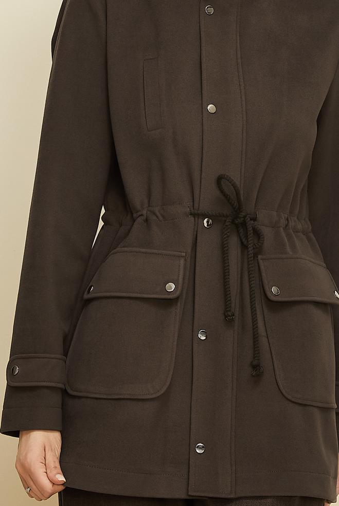 Tesettür giyim VİZON BELİ BÜZGÜLÜ CEKET 46261 - ALVİNA