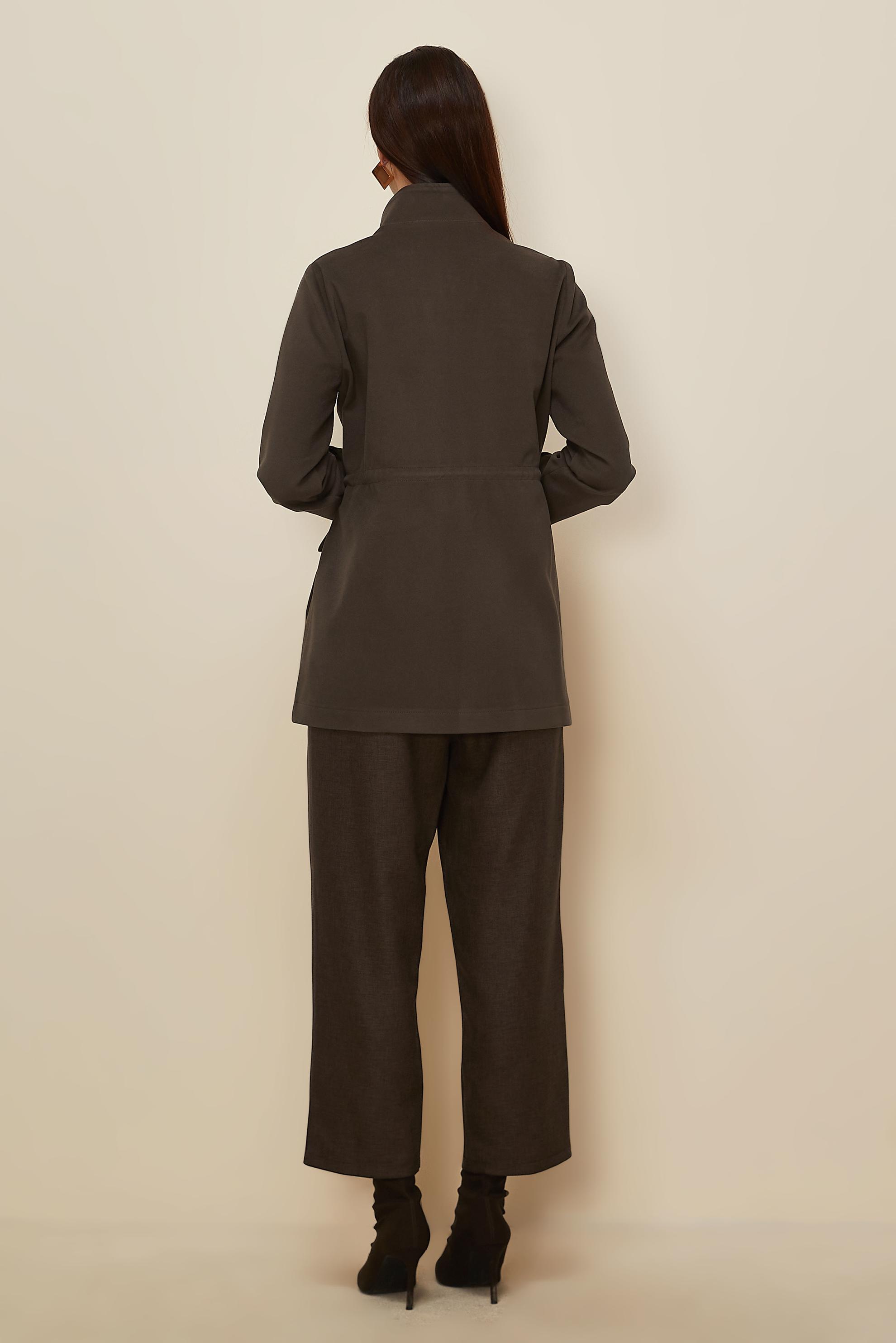 Tesettür giyim VİZON BELİ BÜZGÜLÜ CEKET 46261