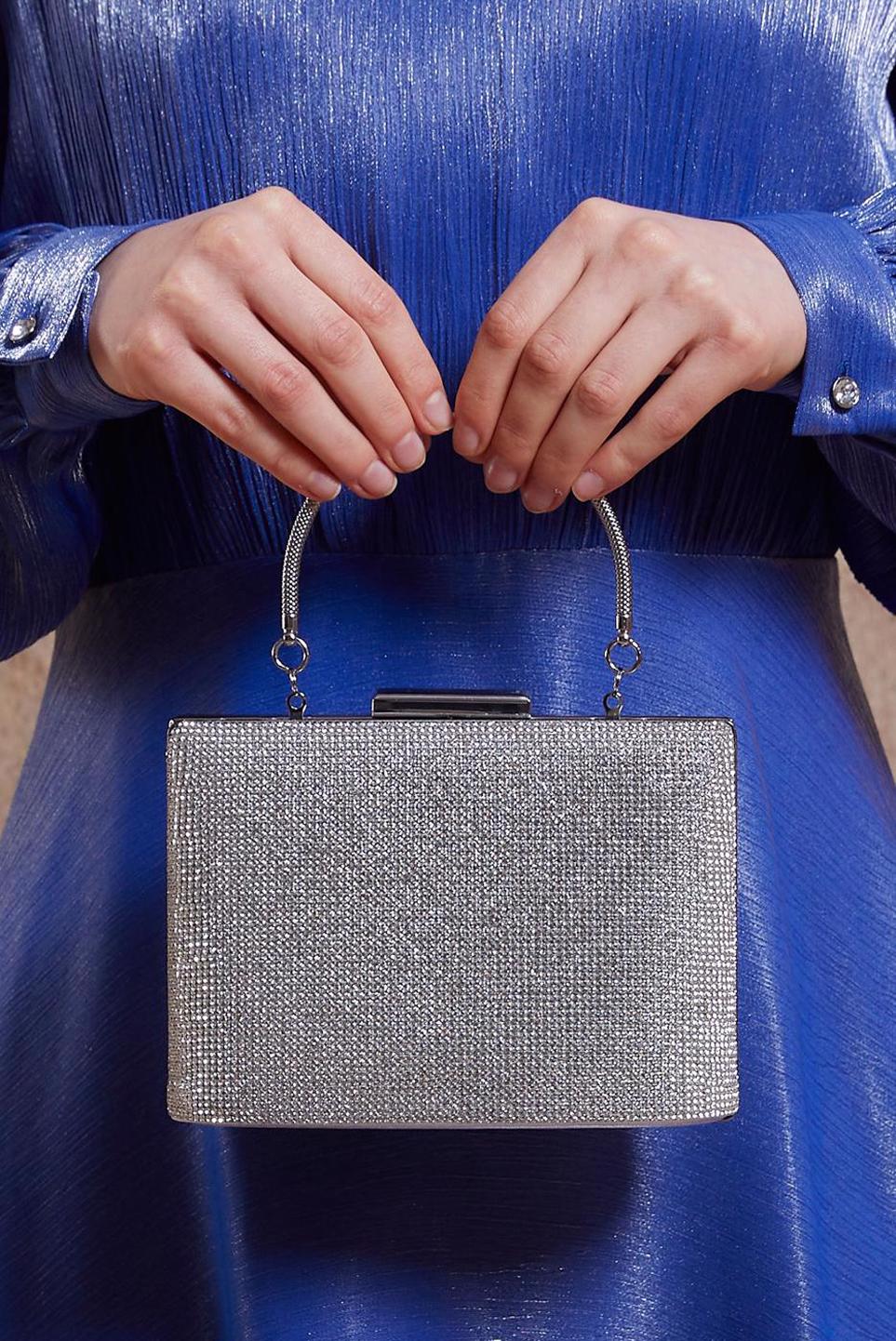 Tesettür giyim GÜMÜŞ ALVİNA TAŞLI ÇANTA 0380