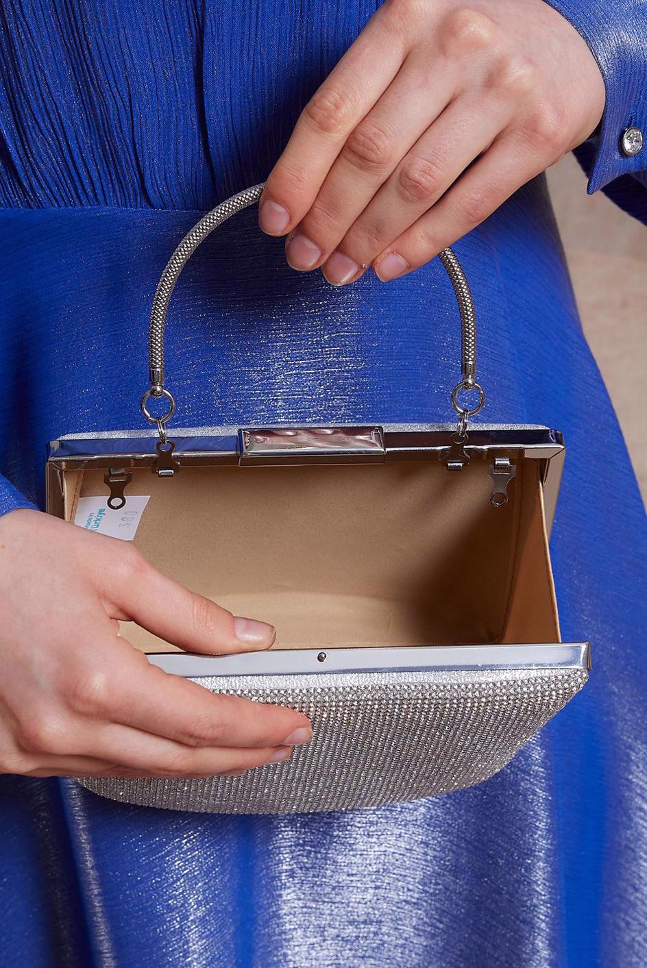 Tesettür giyim GÜMÜŞ ALVİNA TAŞLI ÇANTA 0380