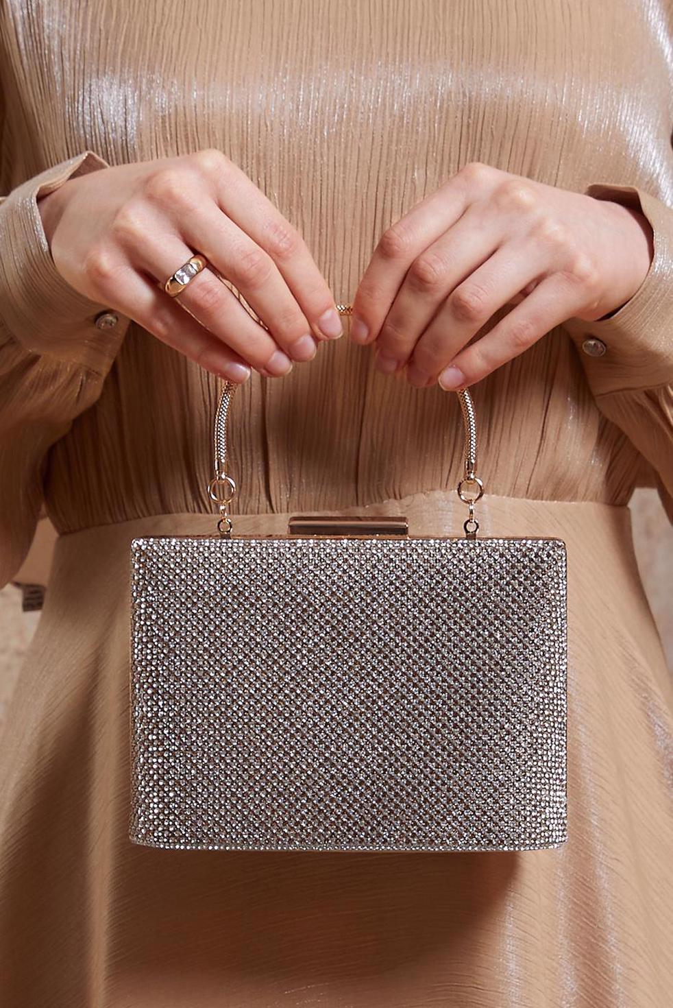 Tesettür giyim ALTIN ALVİNA TAŞLI ÇANTA 0380