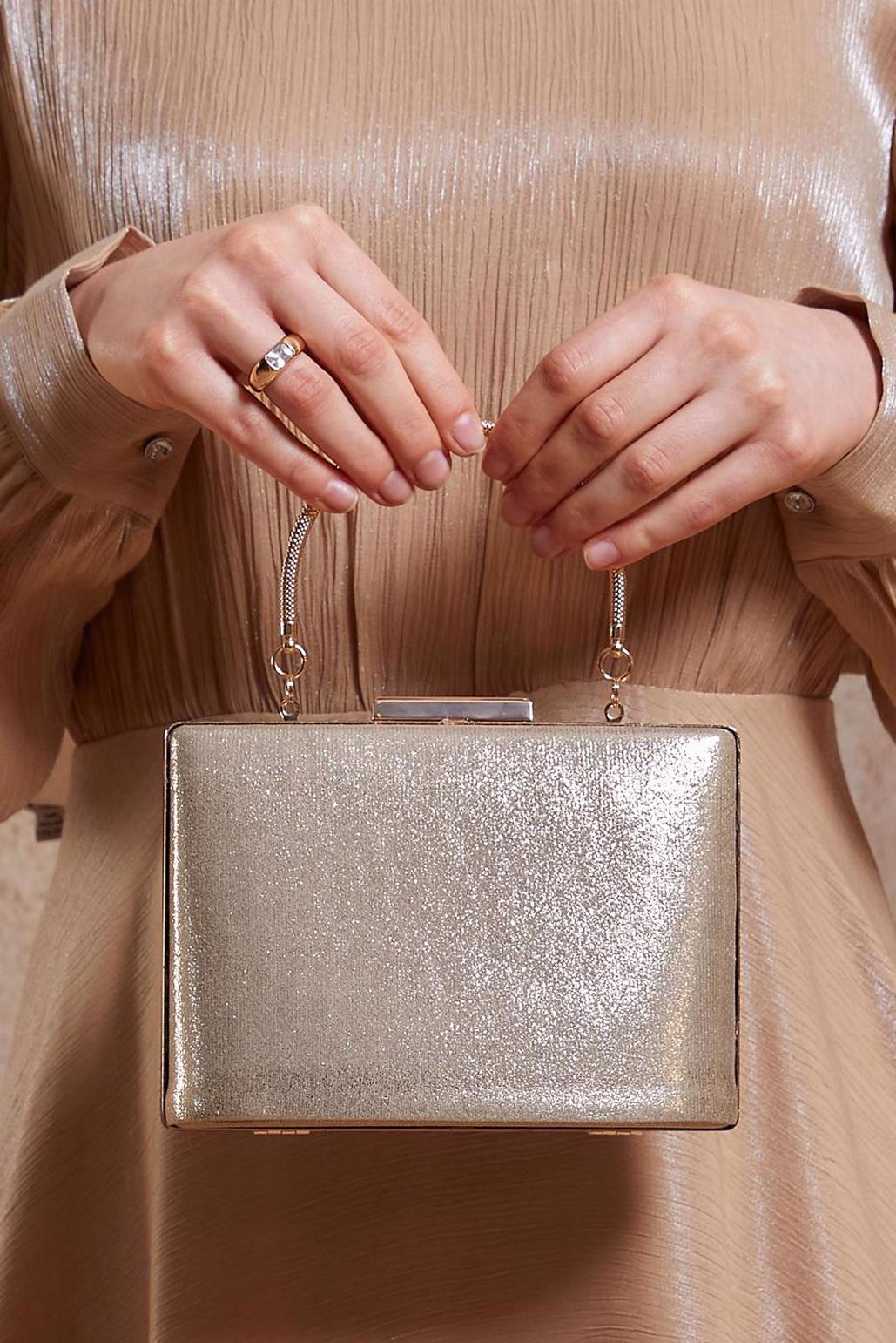 Tesettür giyim ALTIN ALVİNA TAŞLI ÇANTA 0380