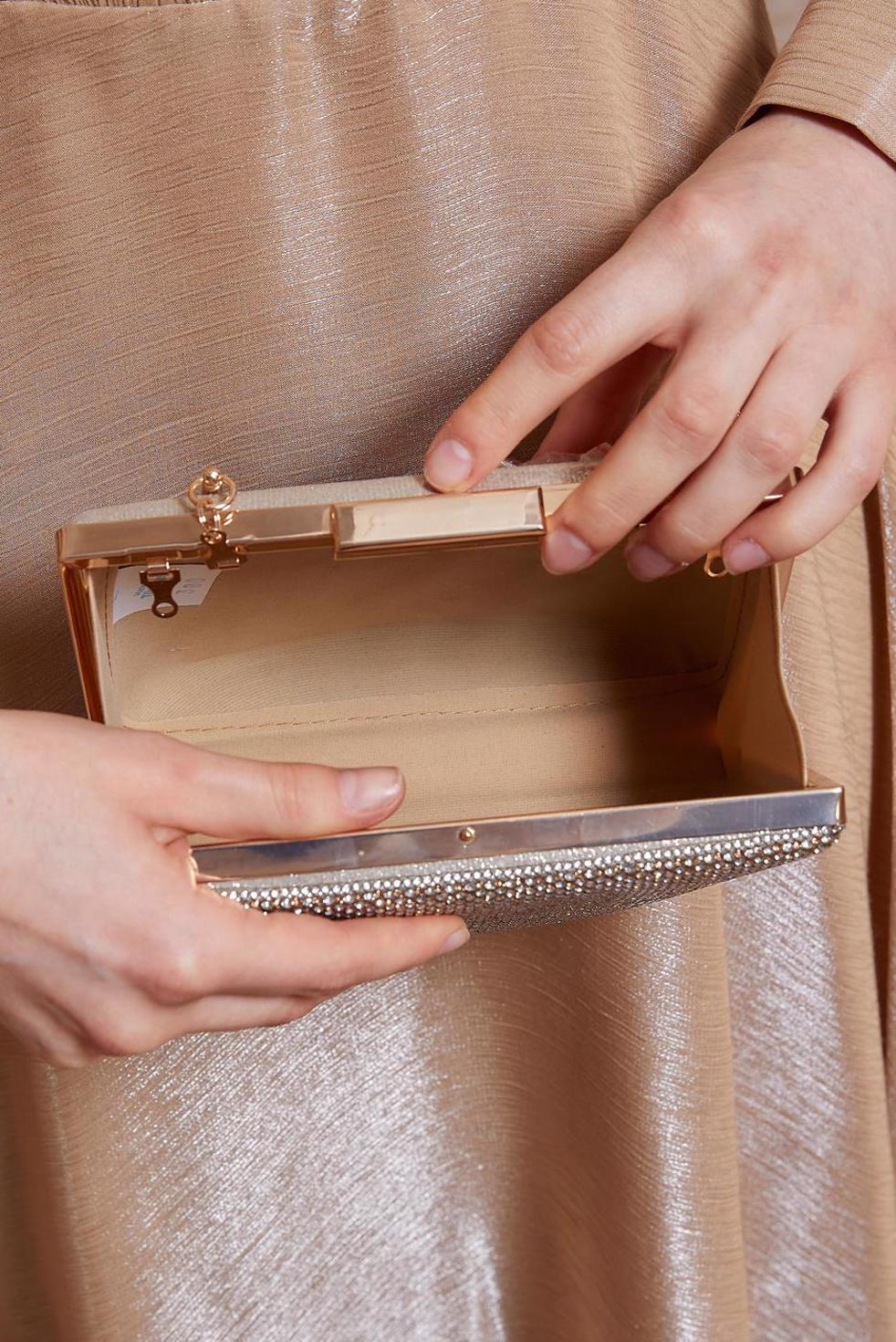 Tesettür giyim ALTIN ALVİNA TAŞLI ÇANTA 0380