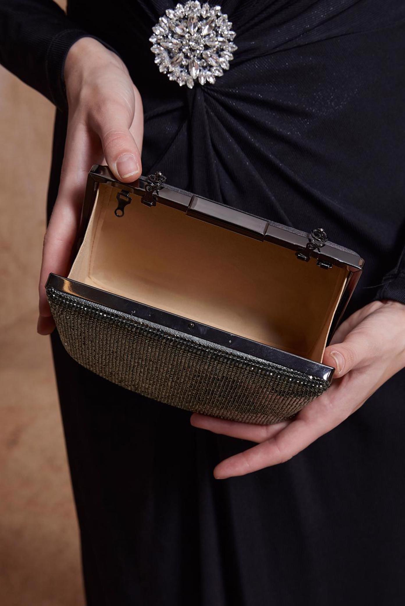 Tesettür giyim BEJ ALVİNA TAŞLI ÇANTA 0380