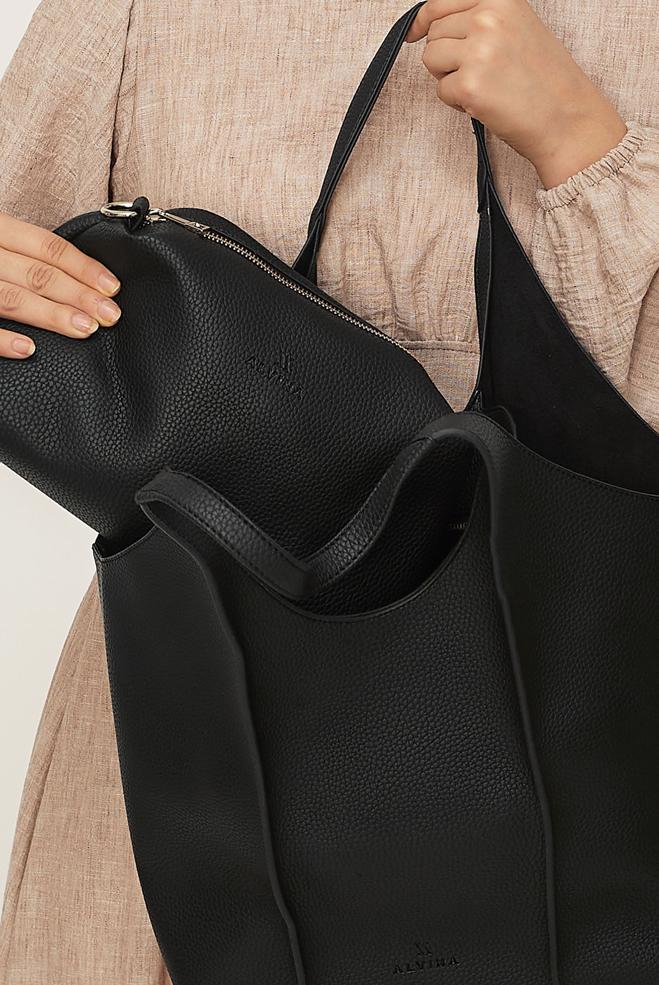 Tesettür giyim SİYAH ALVİNA SUNİ DERİ KOL ÇANTASI 1255 - ALVİNA