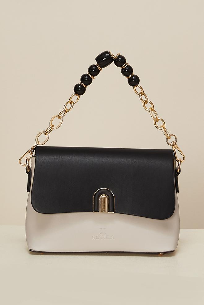 Tesettür giyim BEYAZ ALVİNA BONCUK DETAYLI ÇANTA 1265 - ALVİNA