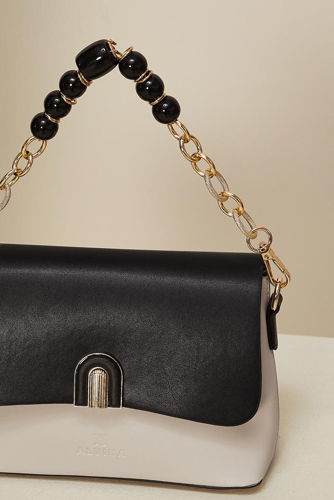 Tesettür giyim BEYAZ ALVİNA BONCUK DETAYLI ÇANTA 1265 - ALVİNA