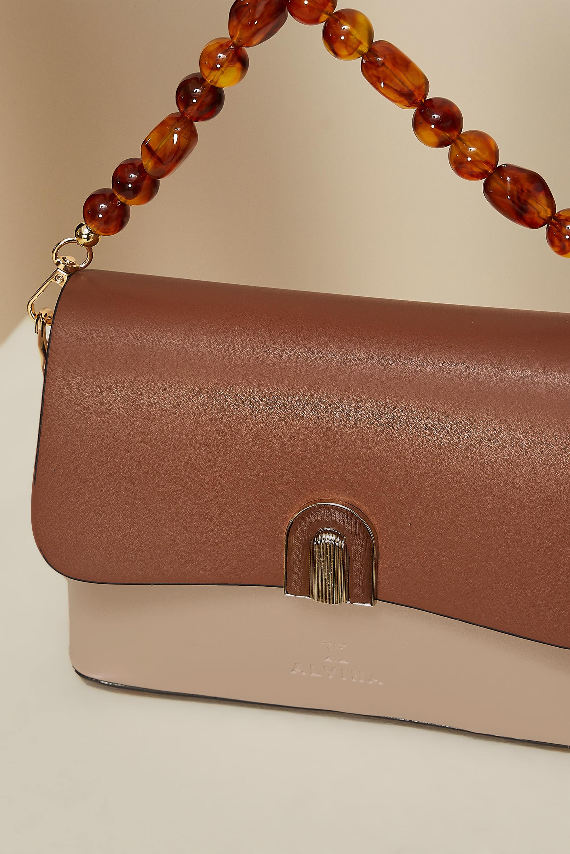 Tesettür giyim VİZON ALVİNA BONCUK DETAYLI ÇANTA 1265