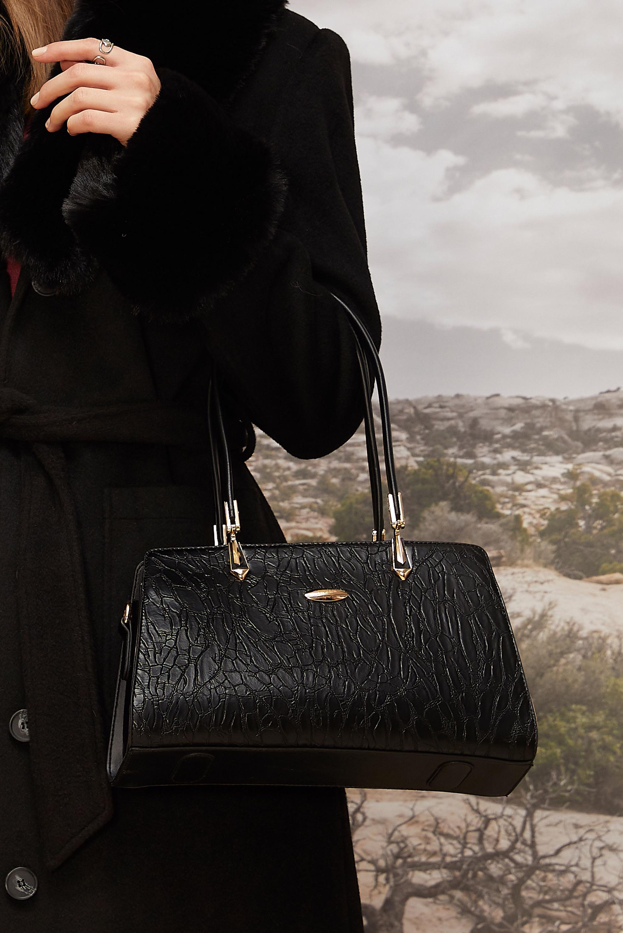 Tesettür giyim SİYAH ALVİNA SUNİ DERİ ÇANTA 1284