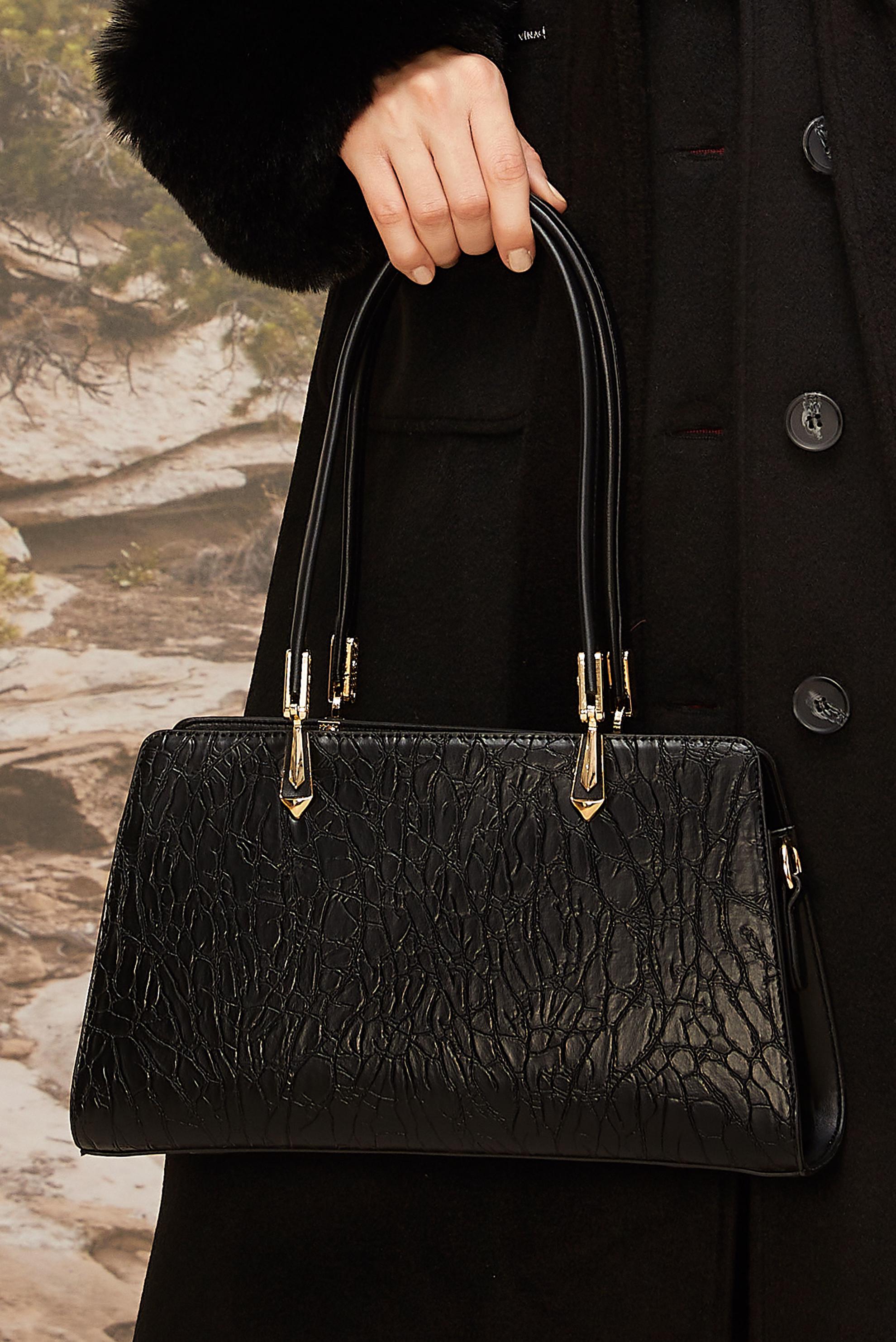 Tesettür giyim SİYAH ALVİNA SUNİ DERİ ÇANTA 1284