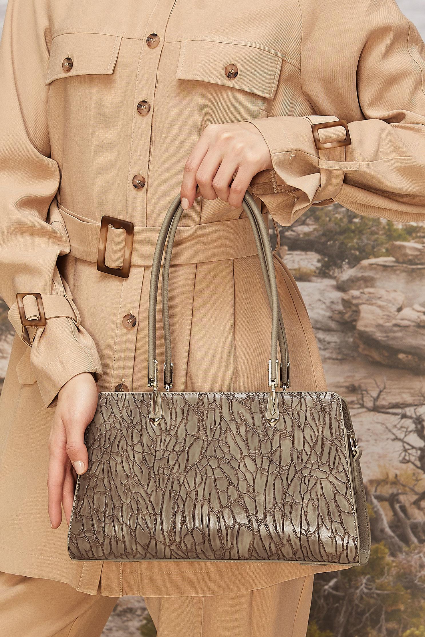 Tesettür giyim VİZON ALVİNA SUNİ DERİ ÇANTA 1284