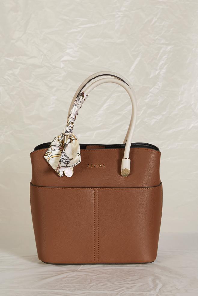 Tesettür giyim TABA ALVİNA FULAR DETAYLI ÇANTA 196 - ALVİNA