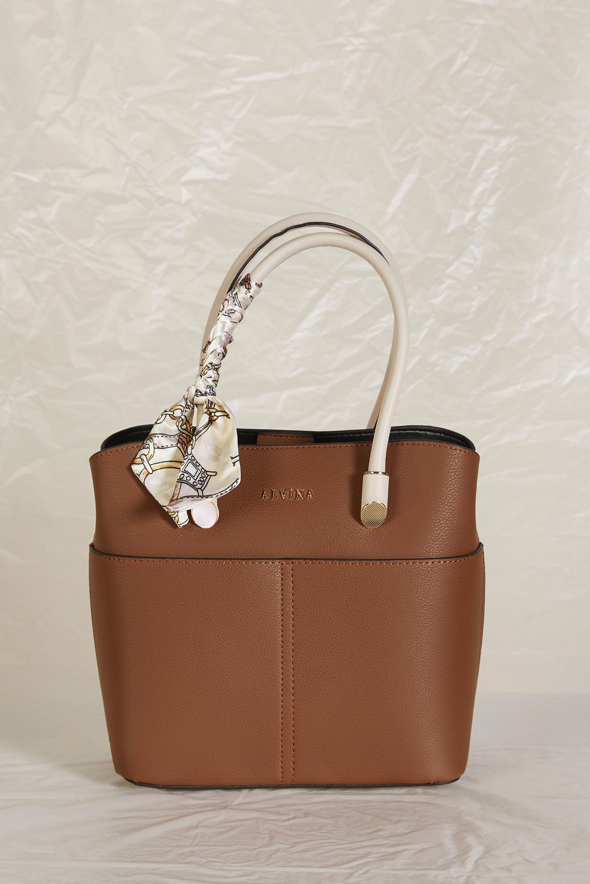 Tesettür giyim TABA ALVİNA FULAR DETAYLI ÇANTA 196