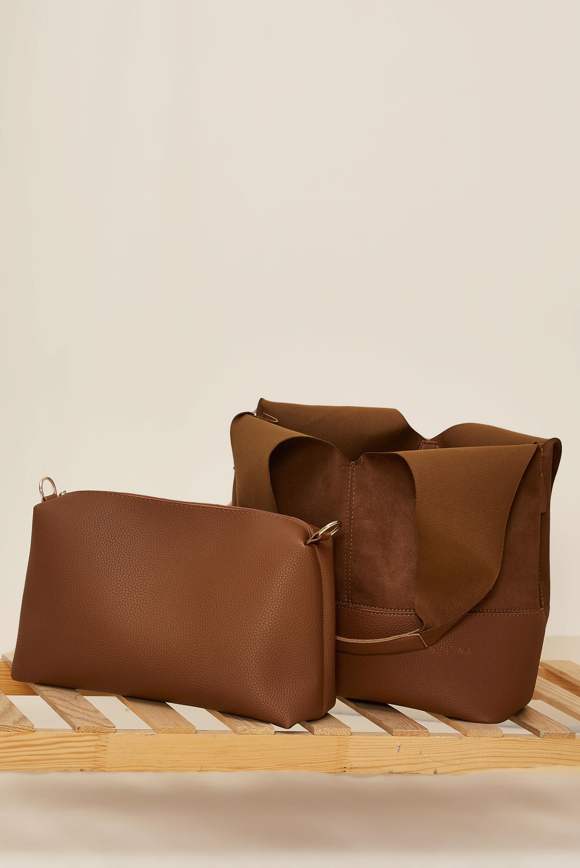 Tesettür giyim TABA ALVİNA SÜET DETAYLI KOL ÇANTASI 1972