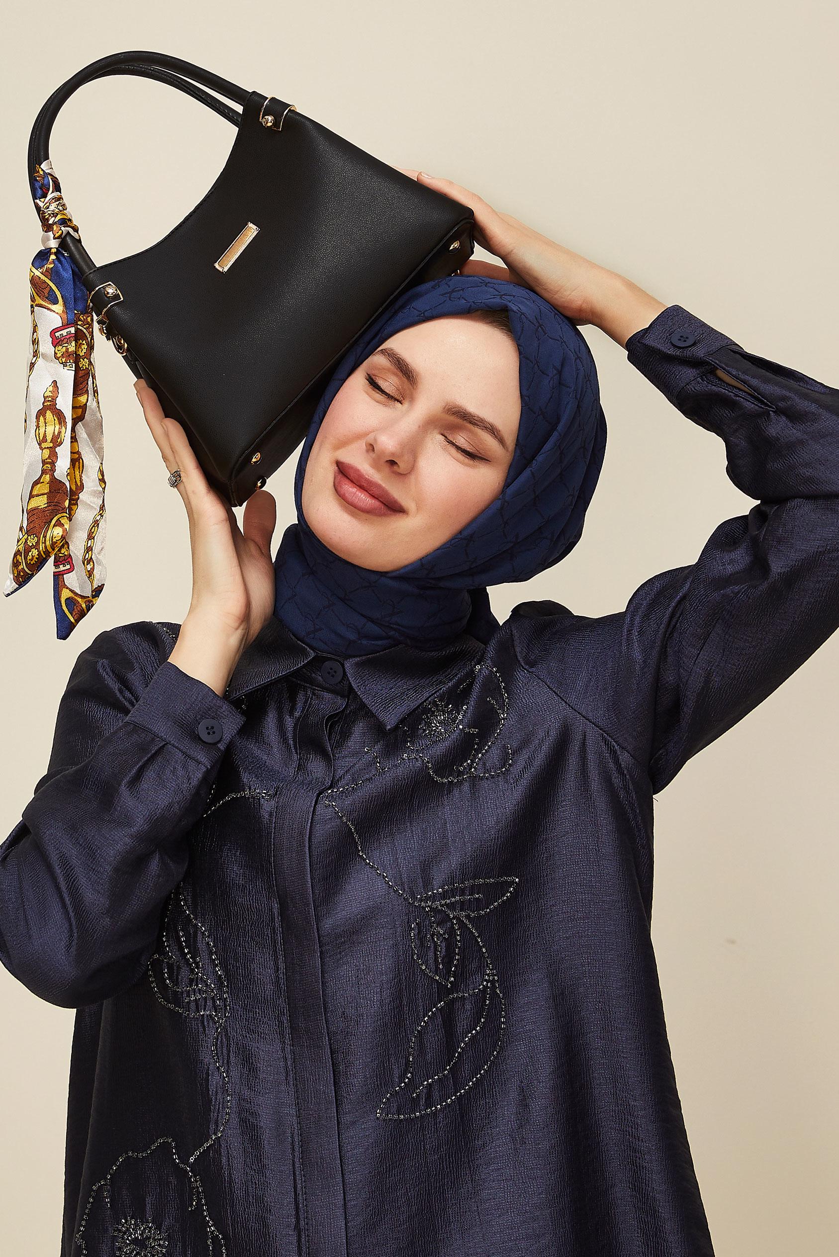 Tesettür giyim SİYAH ALVİNA FULAR DETAYLI ÇANTA 2158