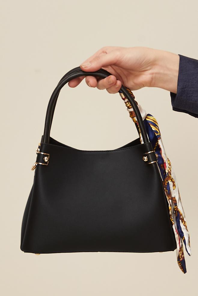 Tesettür giyim SİYAH ALVİNA FULAR DETAYLI ÇANTA 2158 - ALVİNA