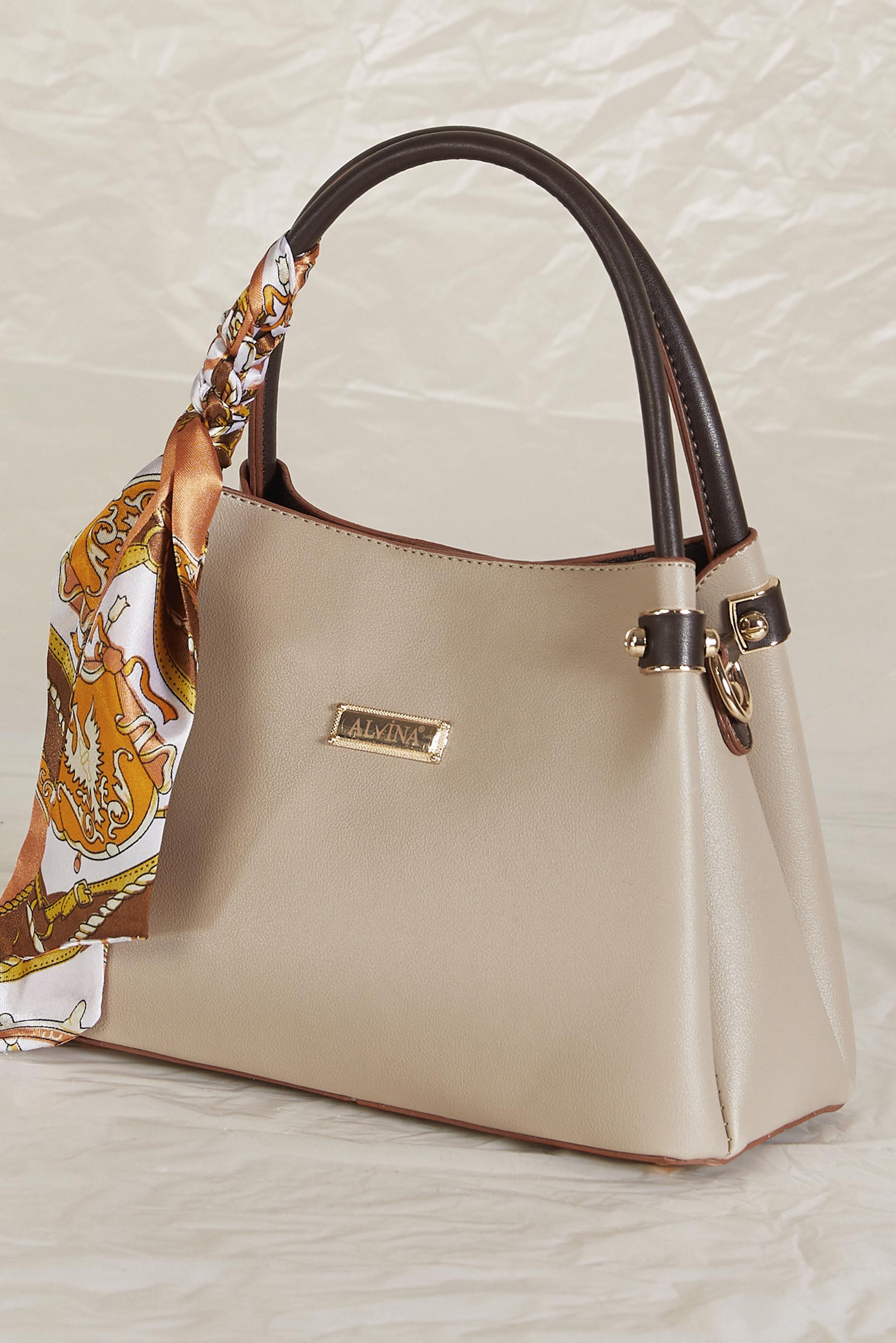 Tesettür giyim VİZON ALVİNA FULAR DETAYLI ÇANTA 2158