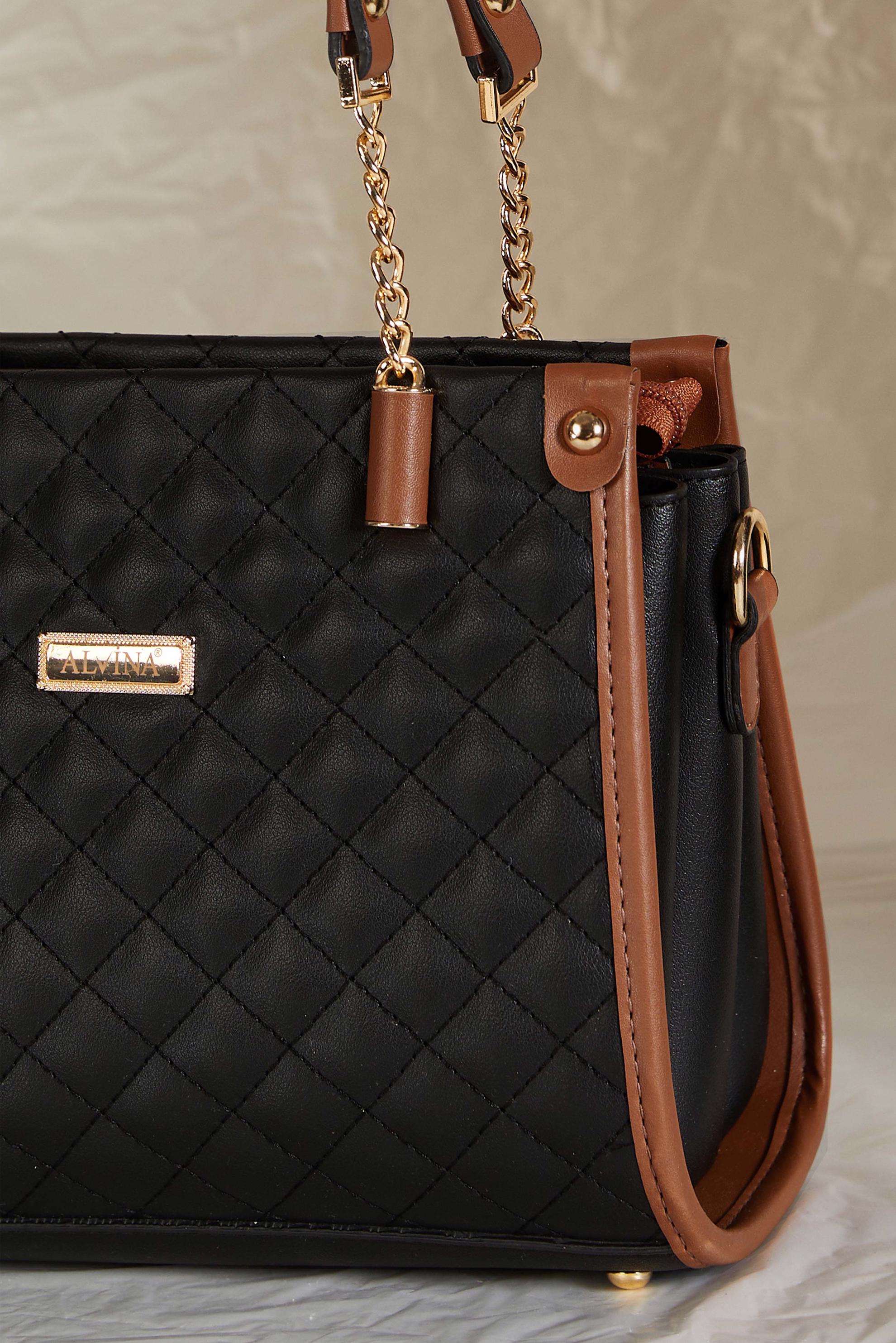 Tesettür giyim SİYAH ALVİNA BAKLAVA DESENLİ ÇANTA 2185