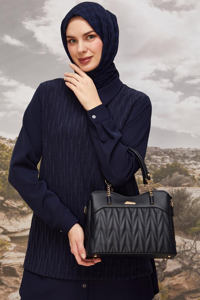 Tesettür giyim LACİVERT ALVİNA ZİNCİR ASKILI ÇANTA 2200 - ALVİNA