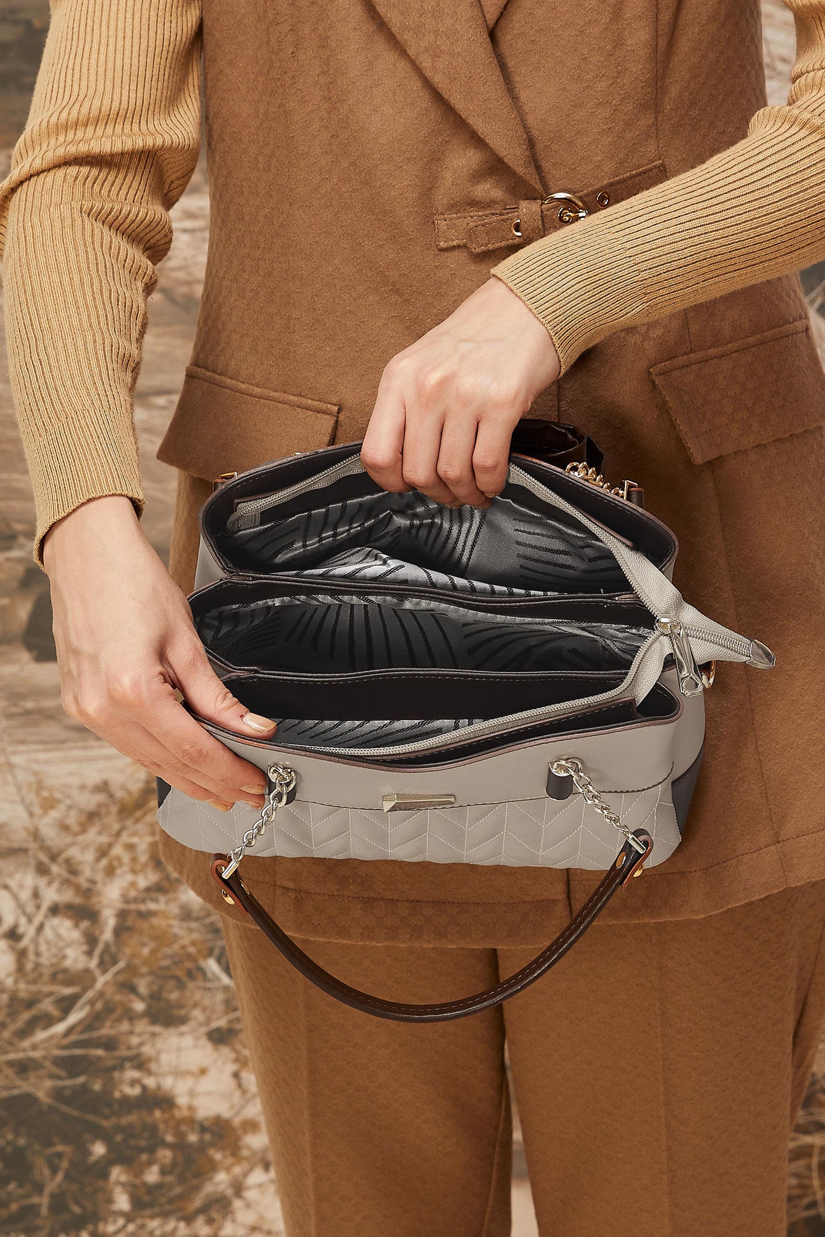 Tesettür giyim VİZON ALVİNA ZİNCİR ASKILI ÇANTA 2200