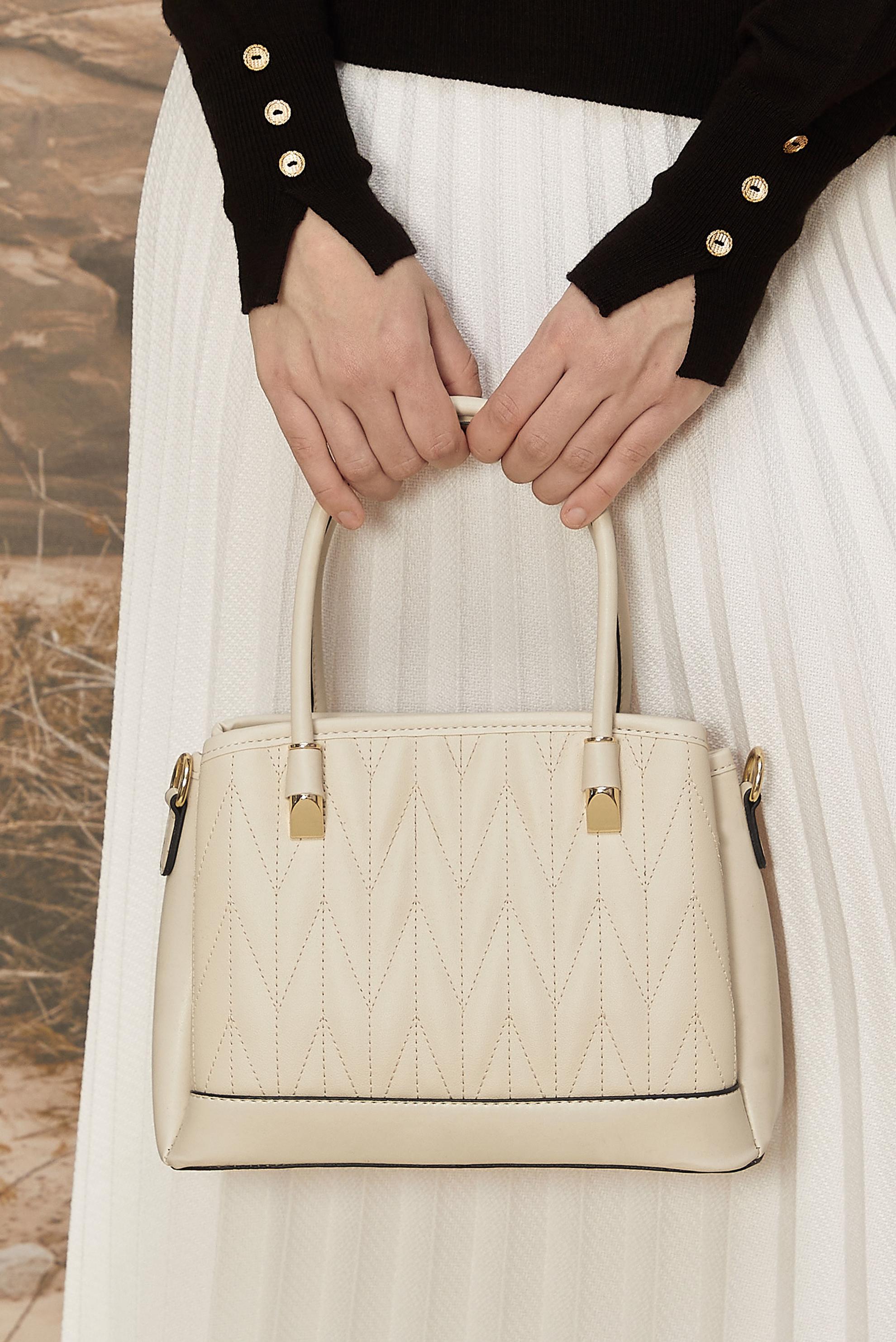 Tesettür giyim BEYAZ ALVİNA DİKİŞ DETAYLI ÇANTA 2217