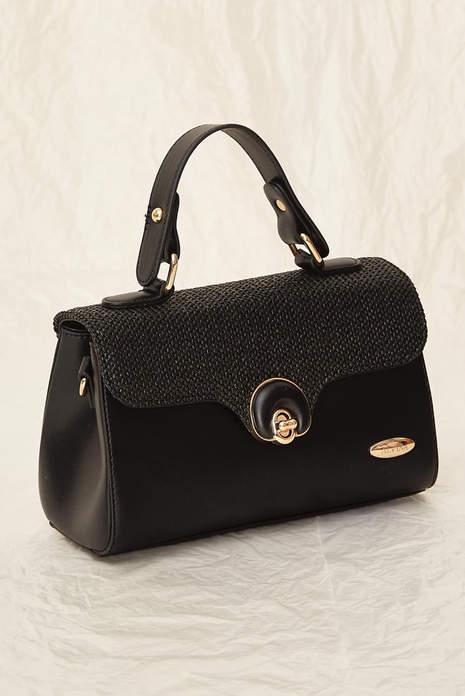 Hijab clothing BLACK ALVINA WICKER DETAILED BAG 2567 - ALVİNA
