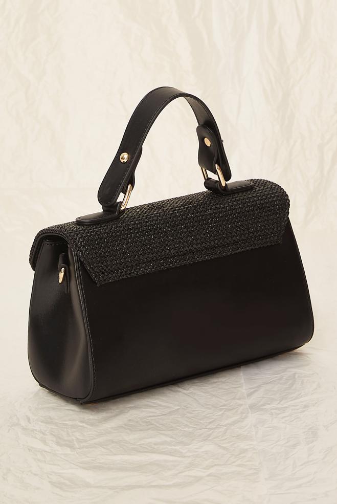 Hijab clothing BLACK ALVINA WICKER DETAILED BAG 2567 - ALVİNA