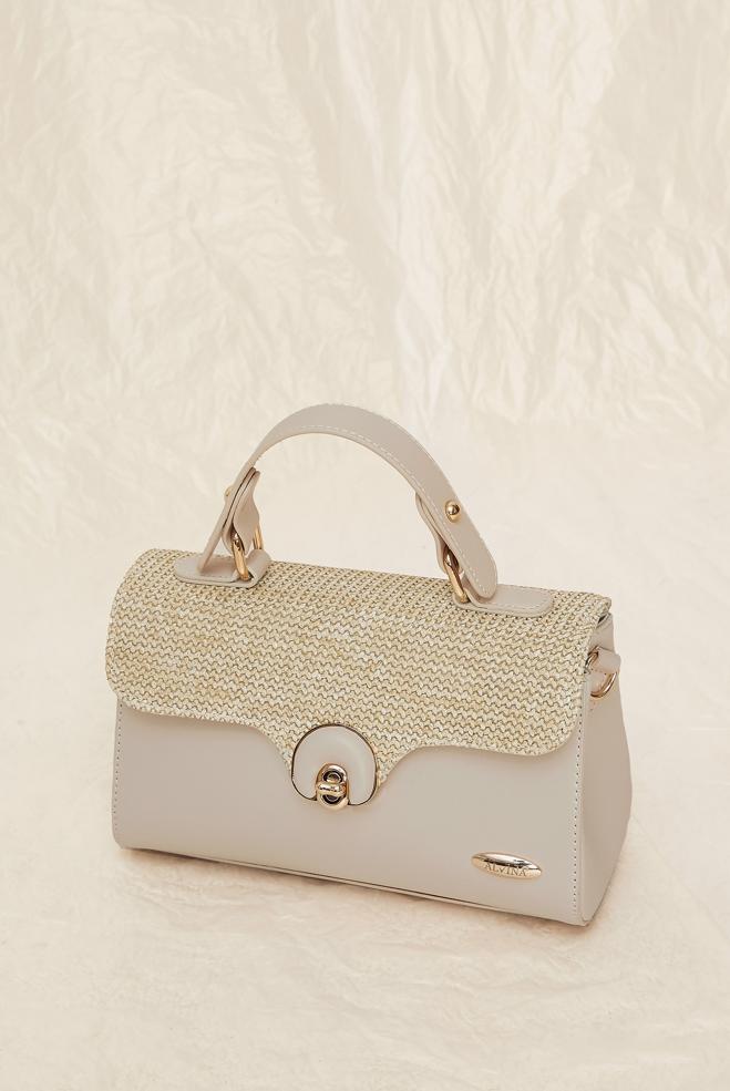 Hijab clothing WHITE ALVINA WICKER DETAILED BAG 2567 - ALVİNA